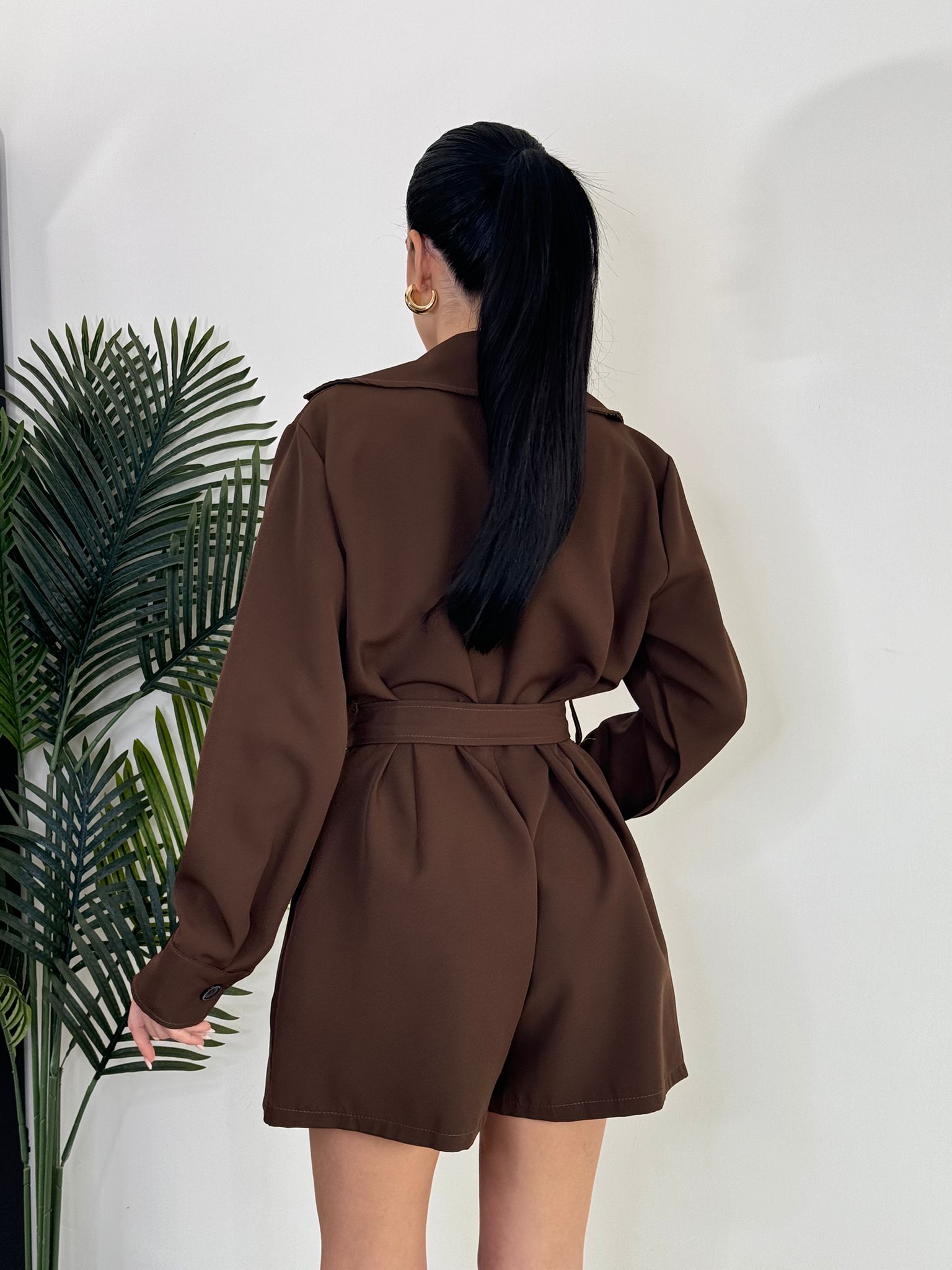 jumpsuit trench marrone