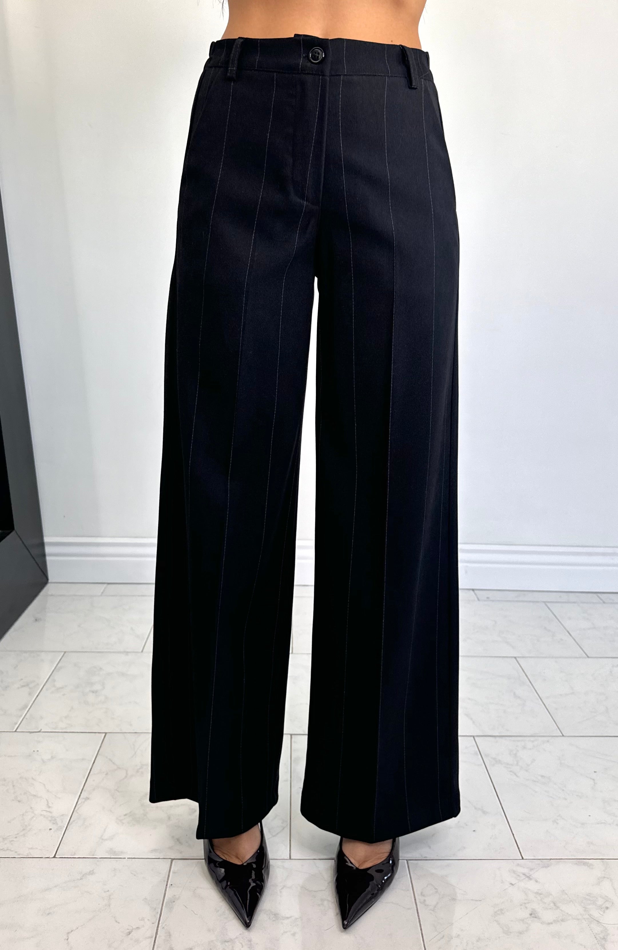 Pantalone winter gessato nero