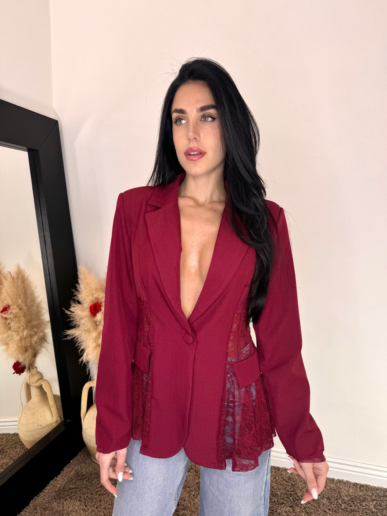 Blazer pizzo bordeaux