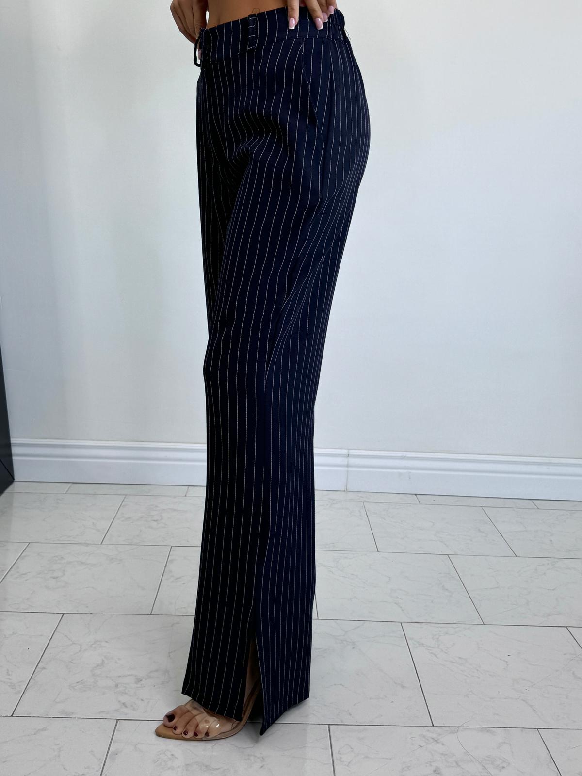 Tailleur gessato blu