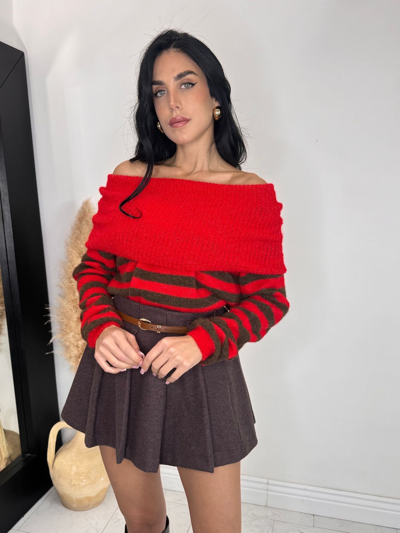 Maglioncino righe scollo a barca