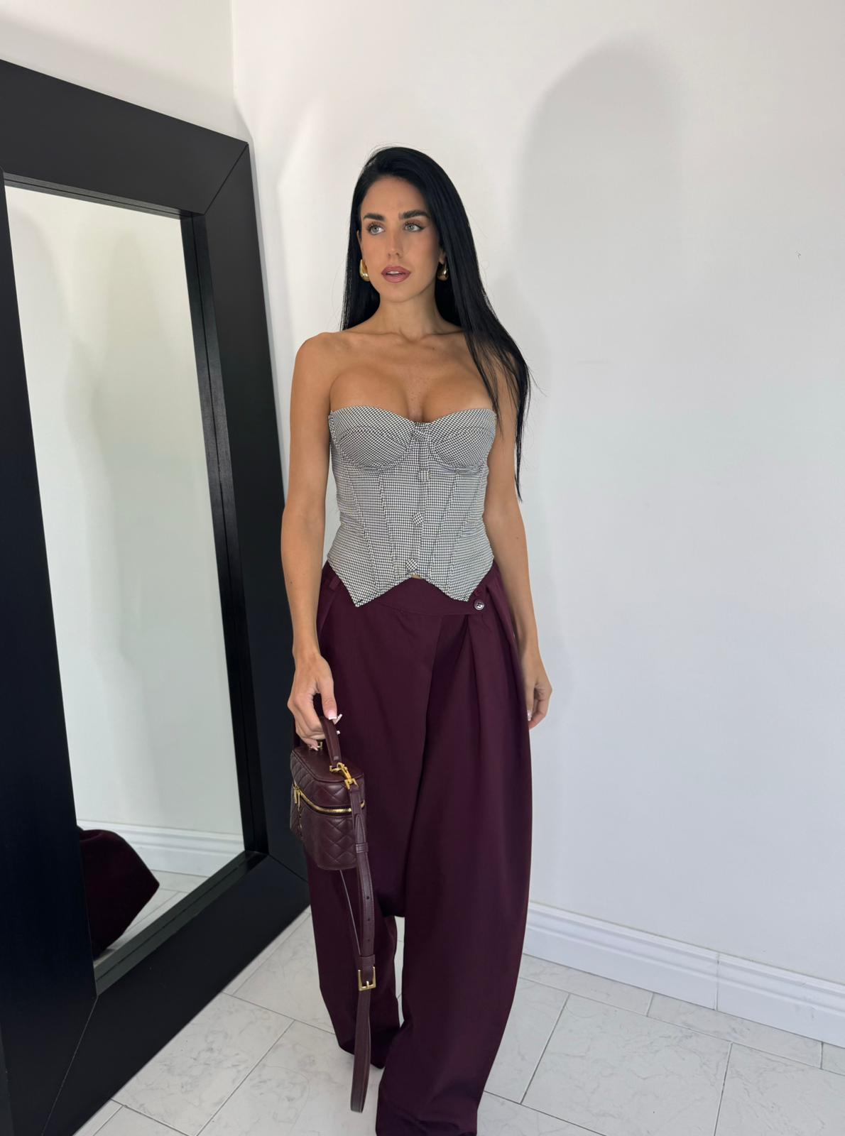 Pantalone asimmetrico bordeaux