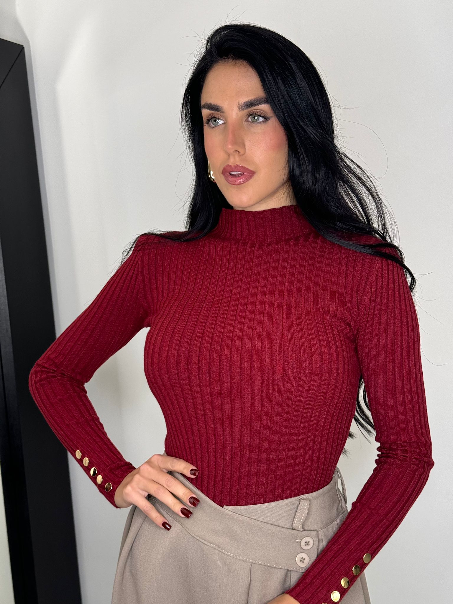 Maglia costine bordeaux