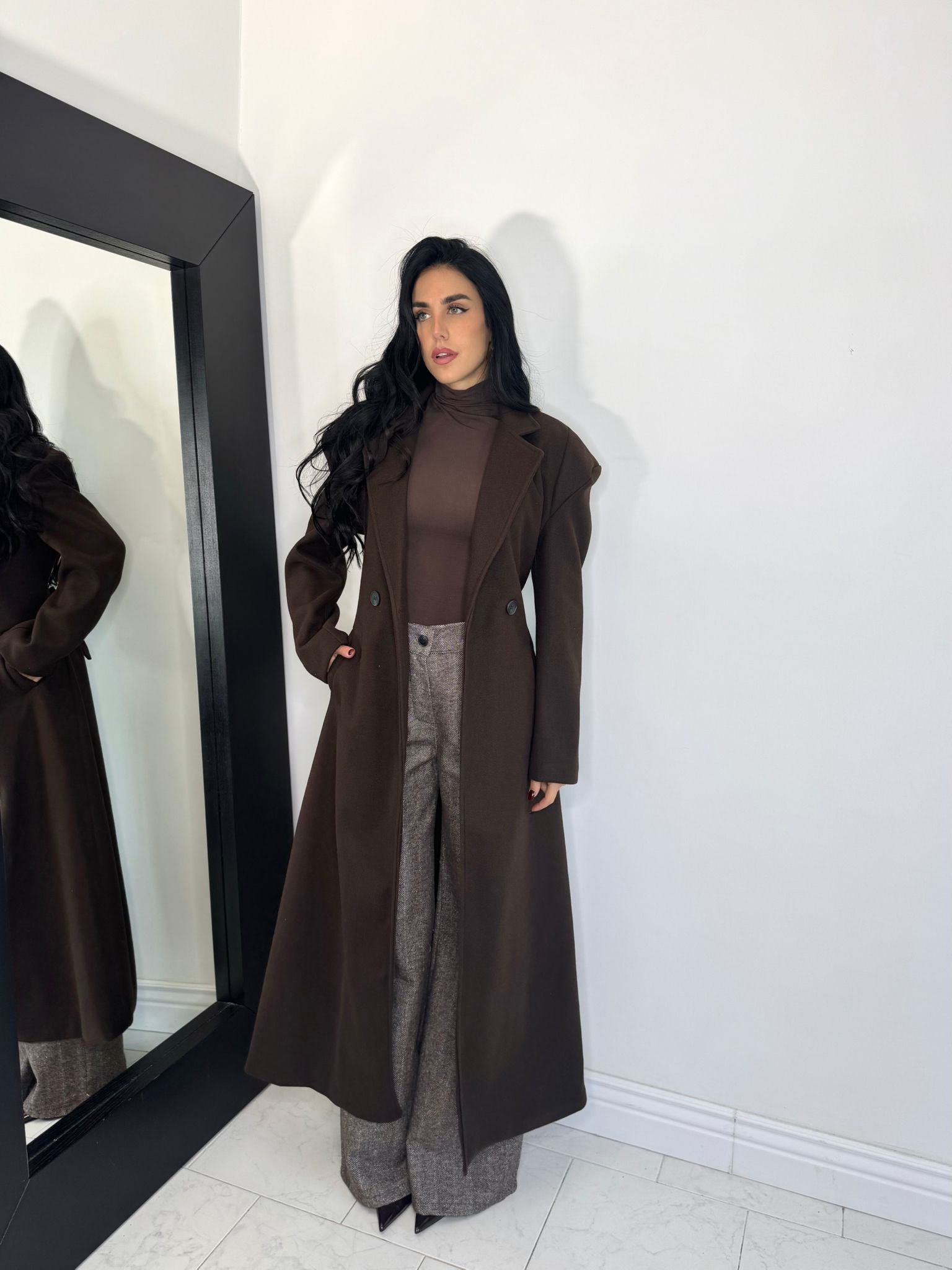 Cappotto total chic marrone