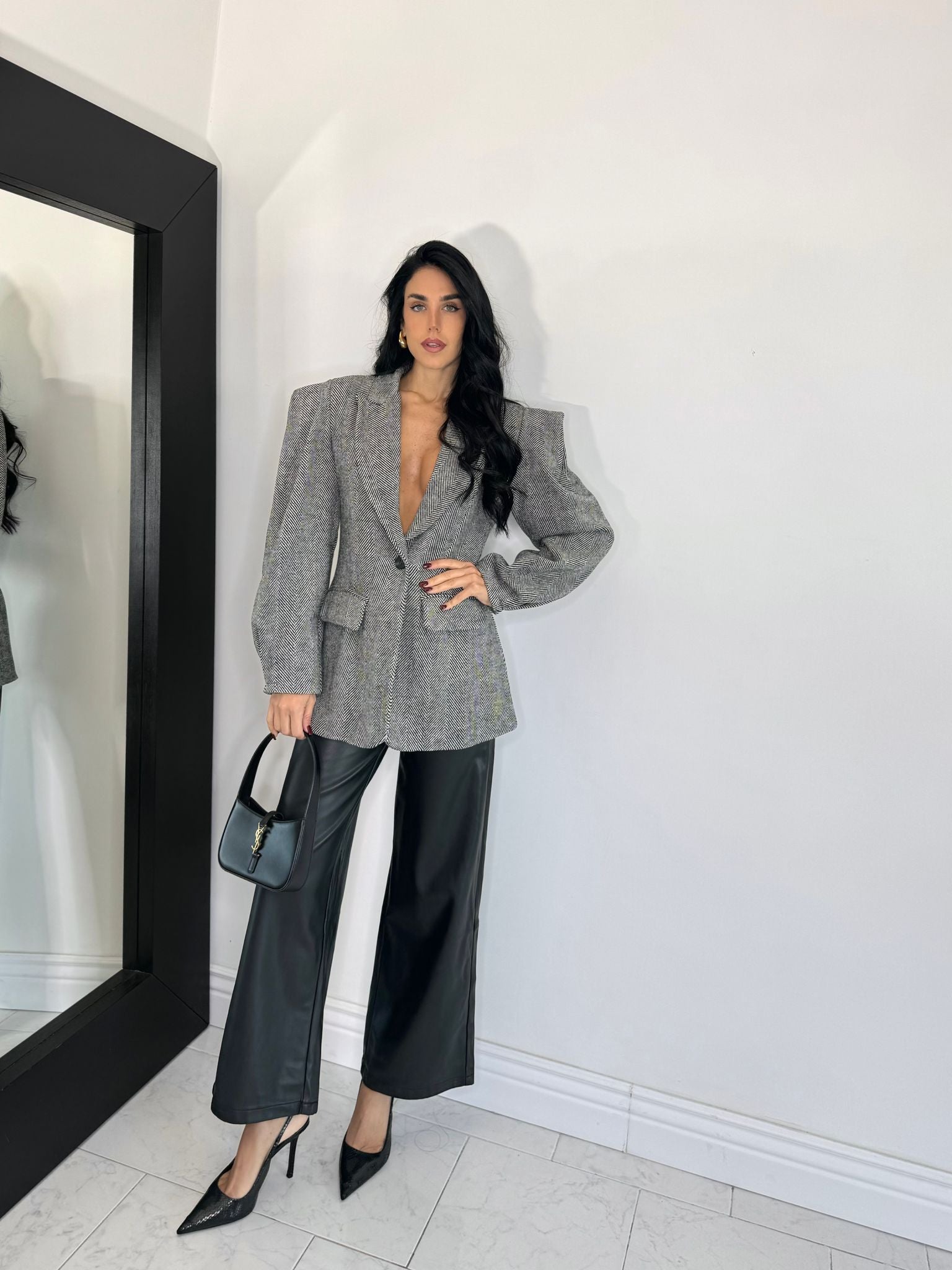 Pantalone ecopelle nero