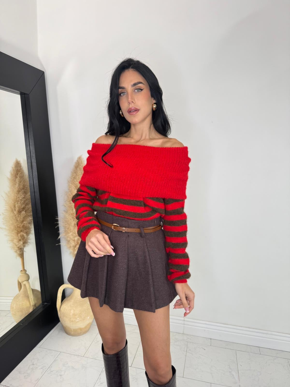 Maglioncino righe scollo a barca