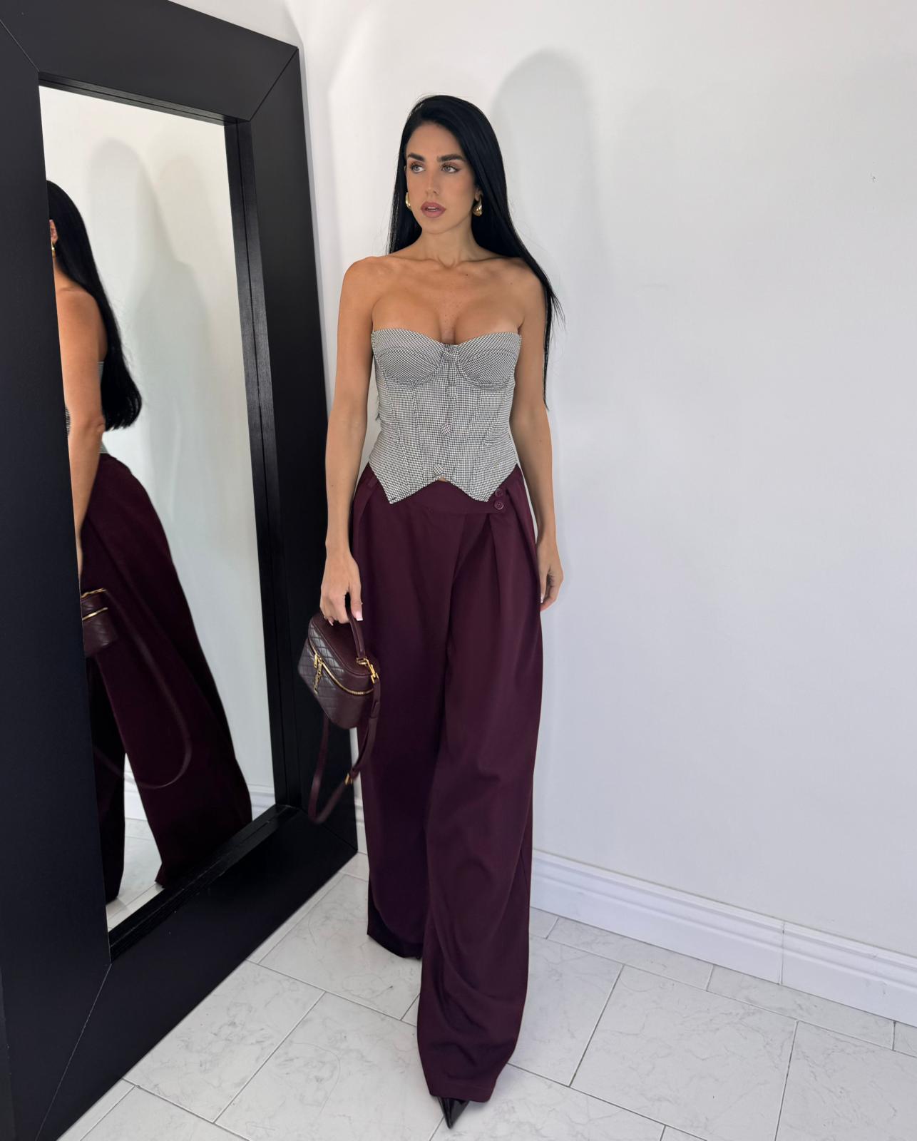 Pantalone asimmetrico bordeaux