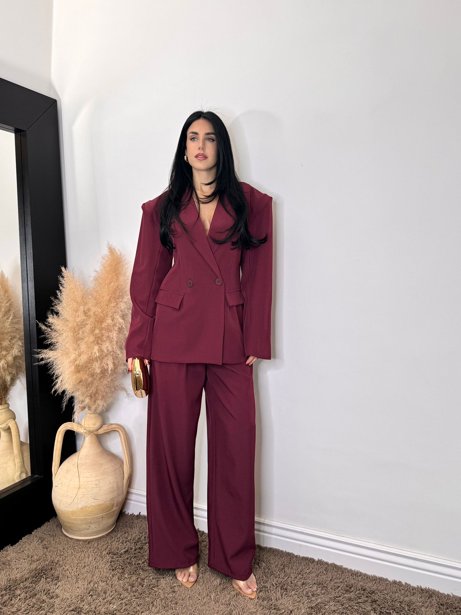 Tailleur spalline bordeaux