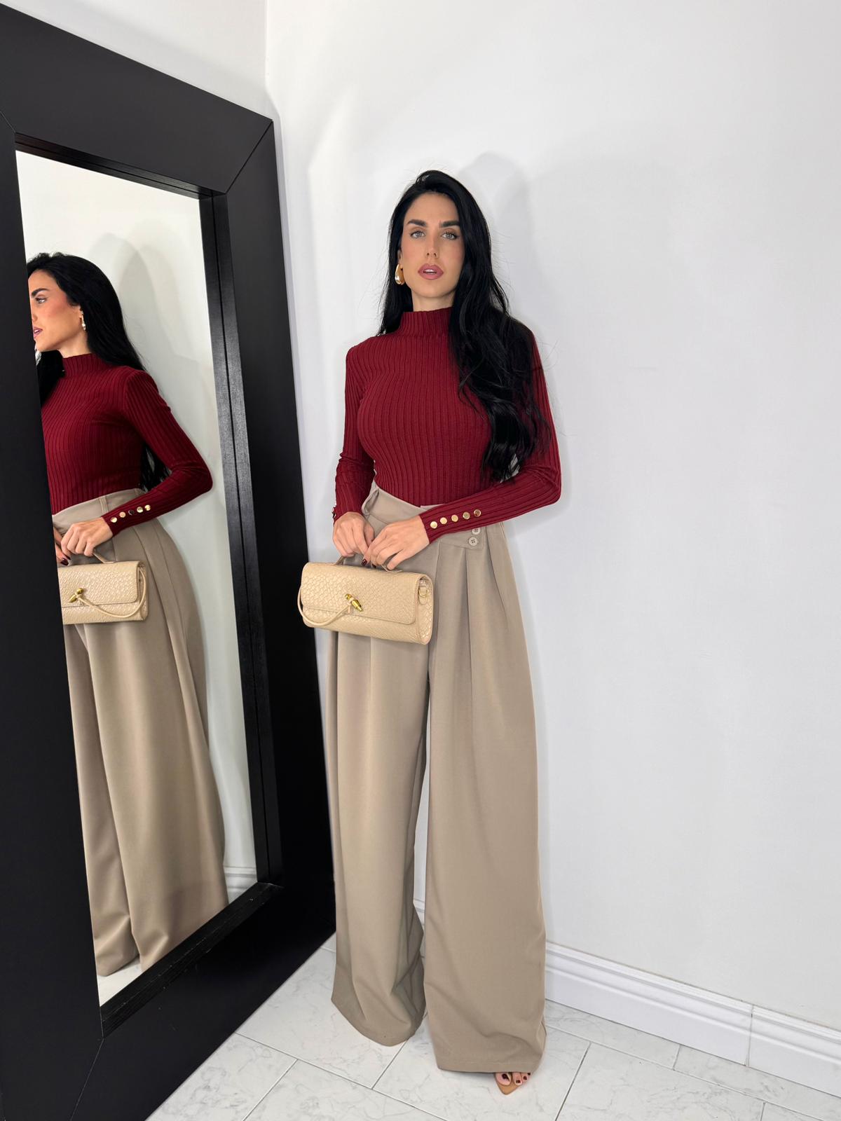 Pantalone asimmetrico beige