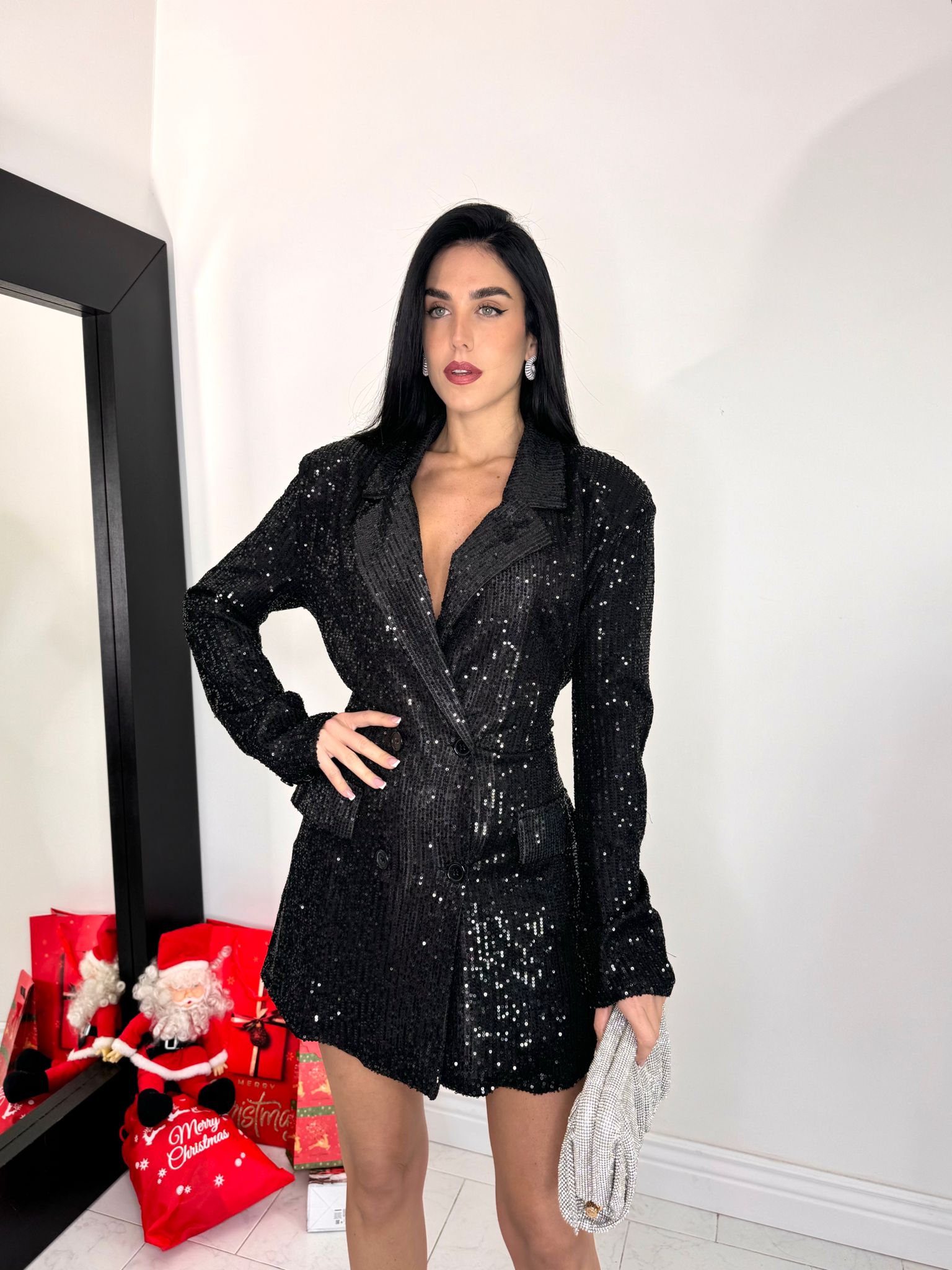 Blazer dress paillettes nero