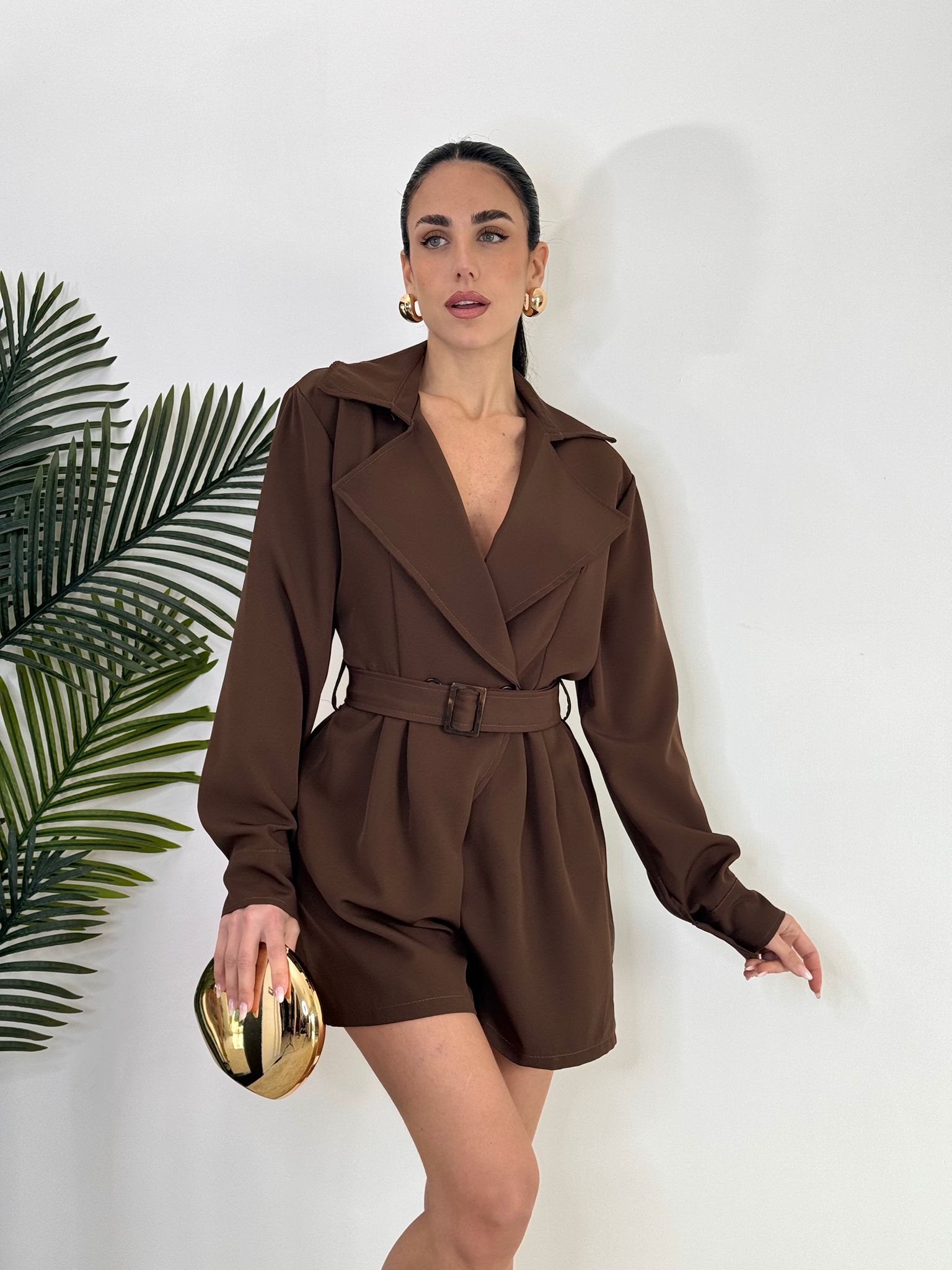 jumpsuit trench marrone