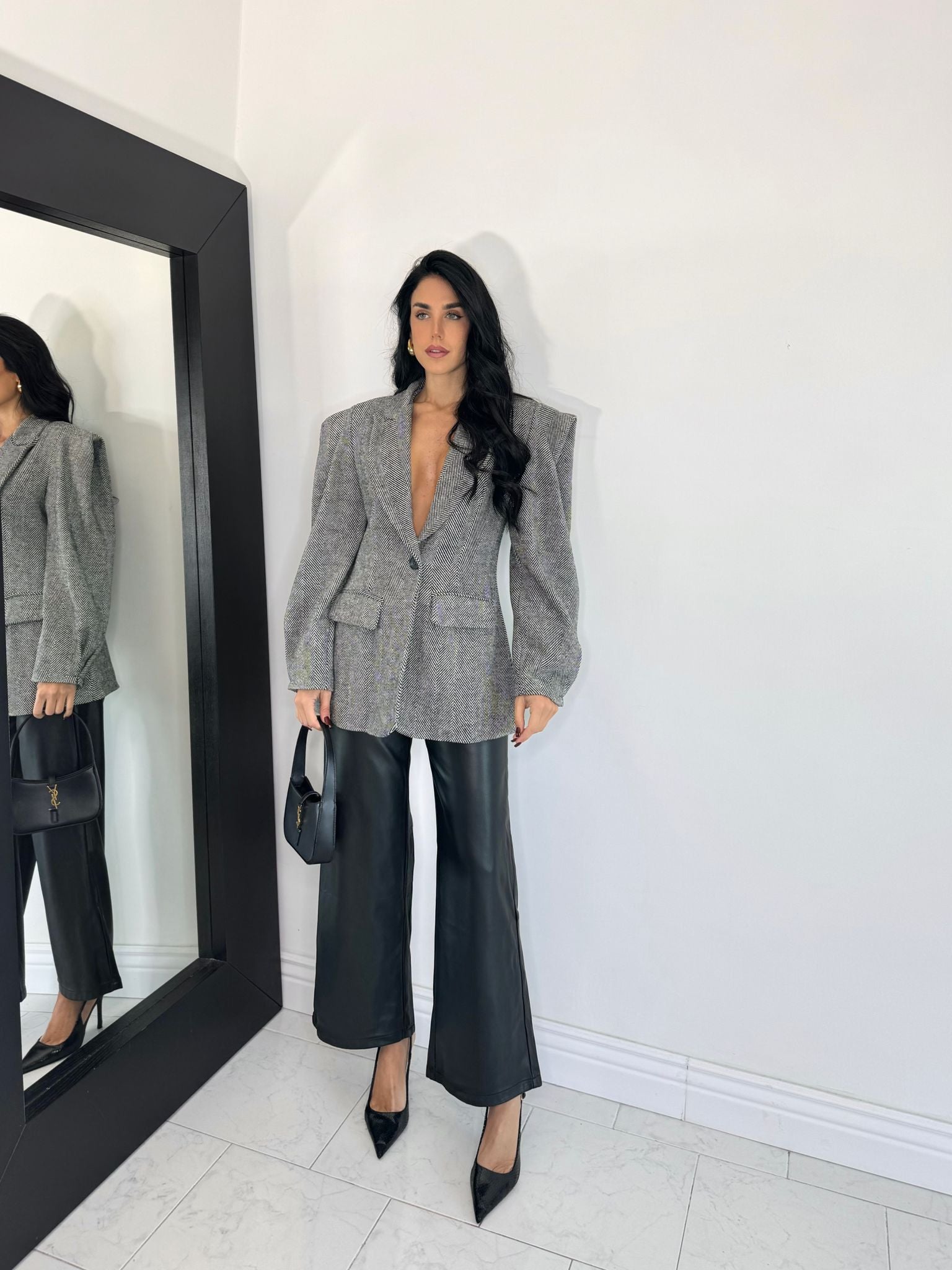 Pantalone ecopelle nero