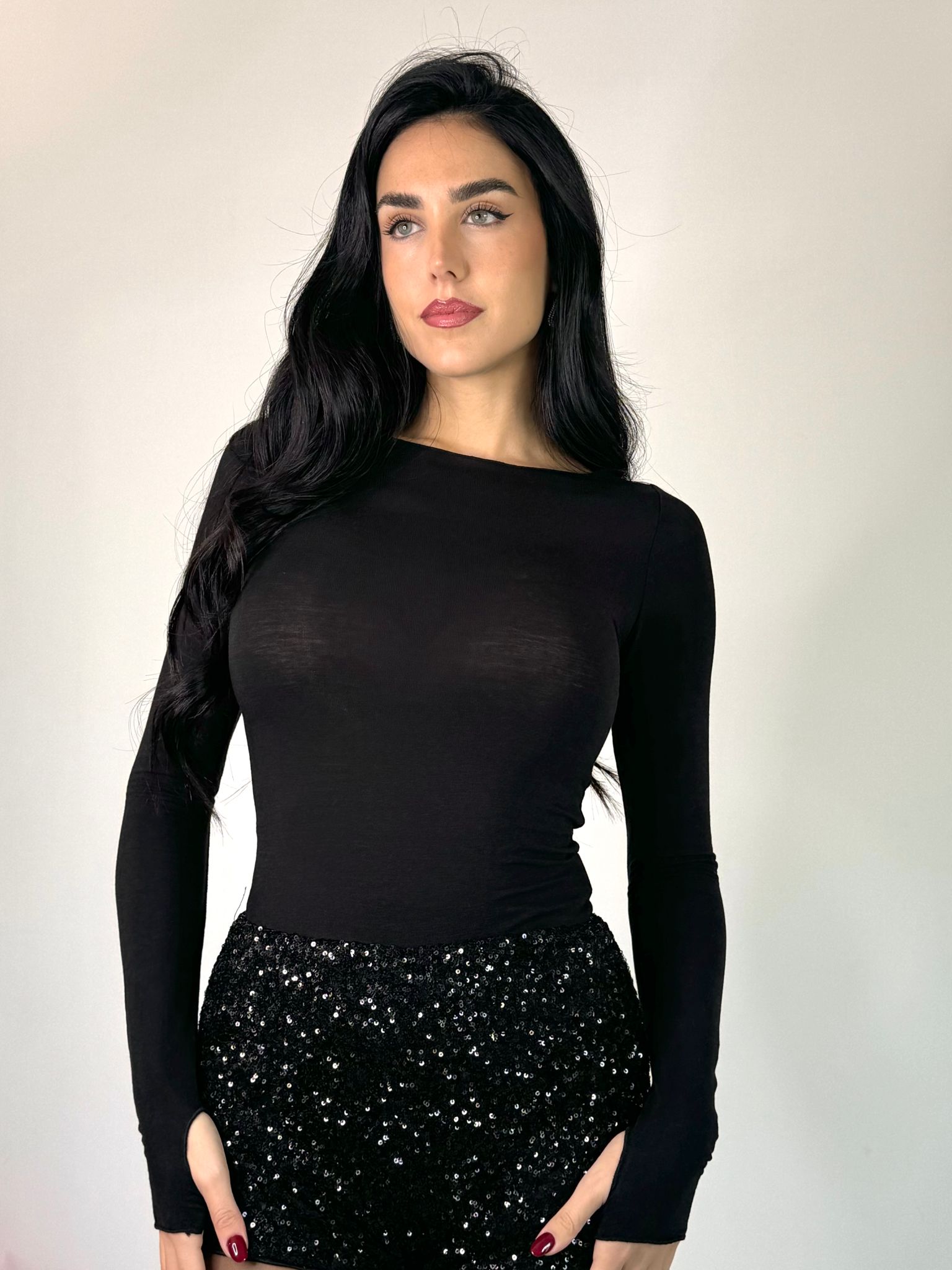 Body scollo rotondo nero