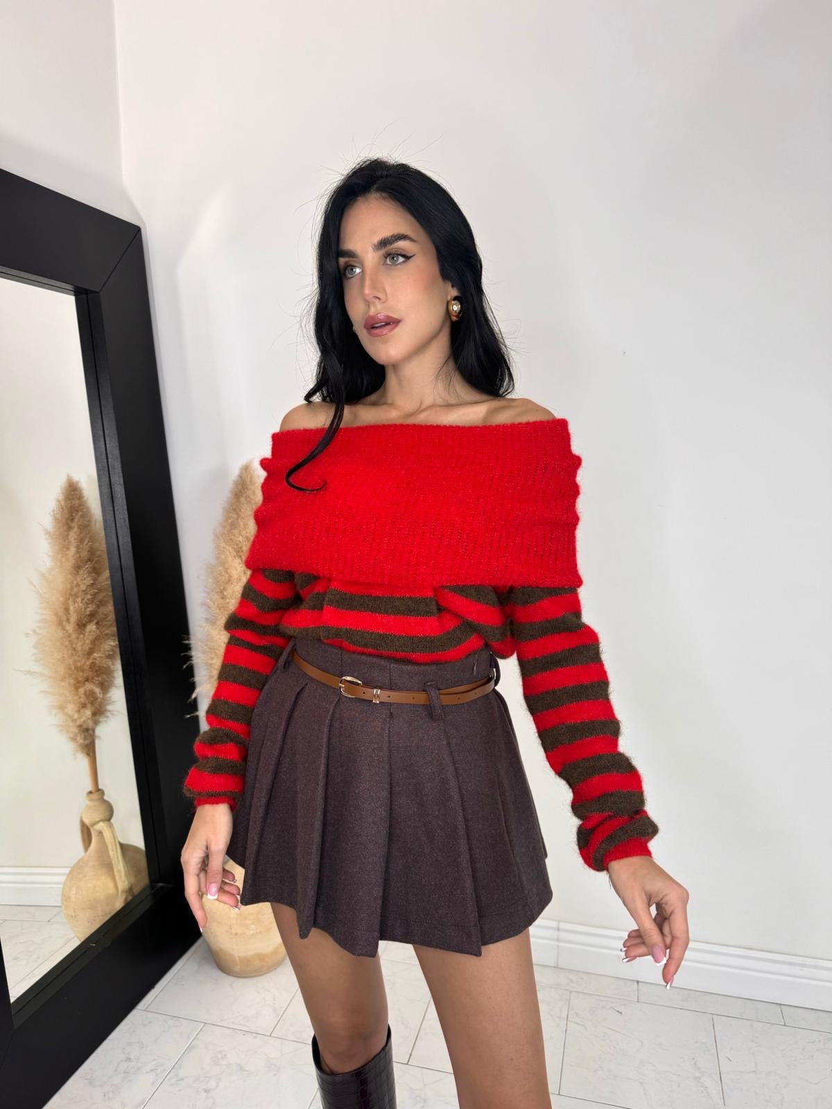 Maglioncino righe scollo a barca