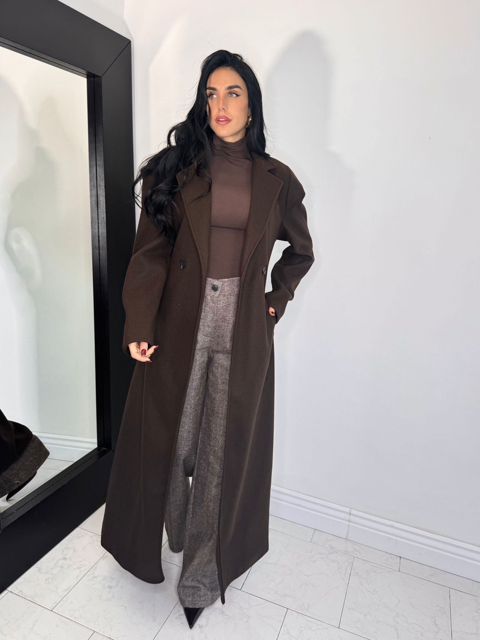 Cappotto total chic marrone