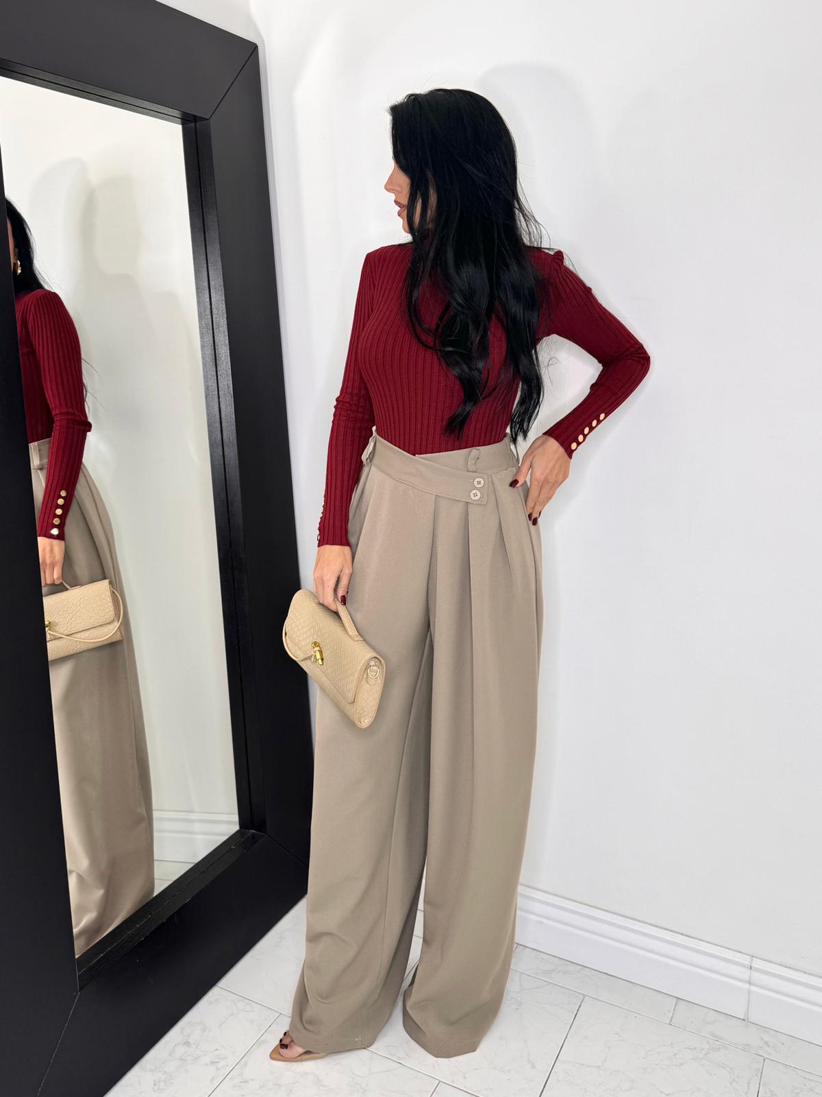 Pantalone asimmetrico beige