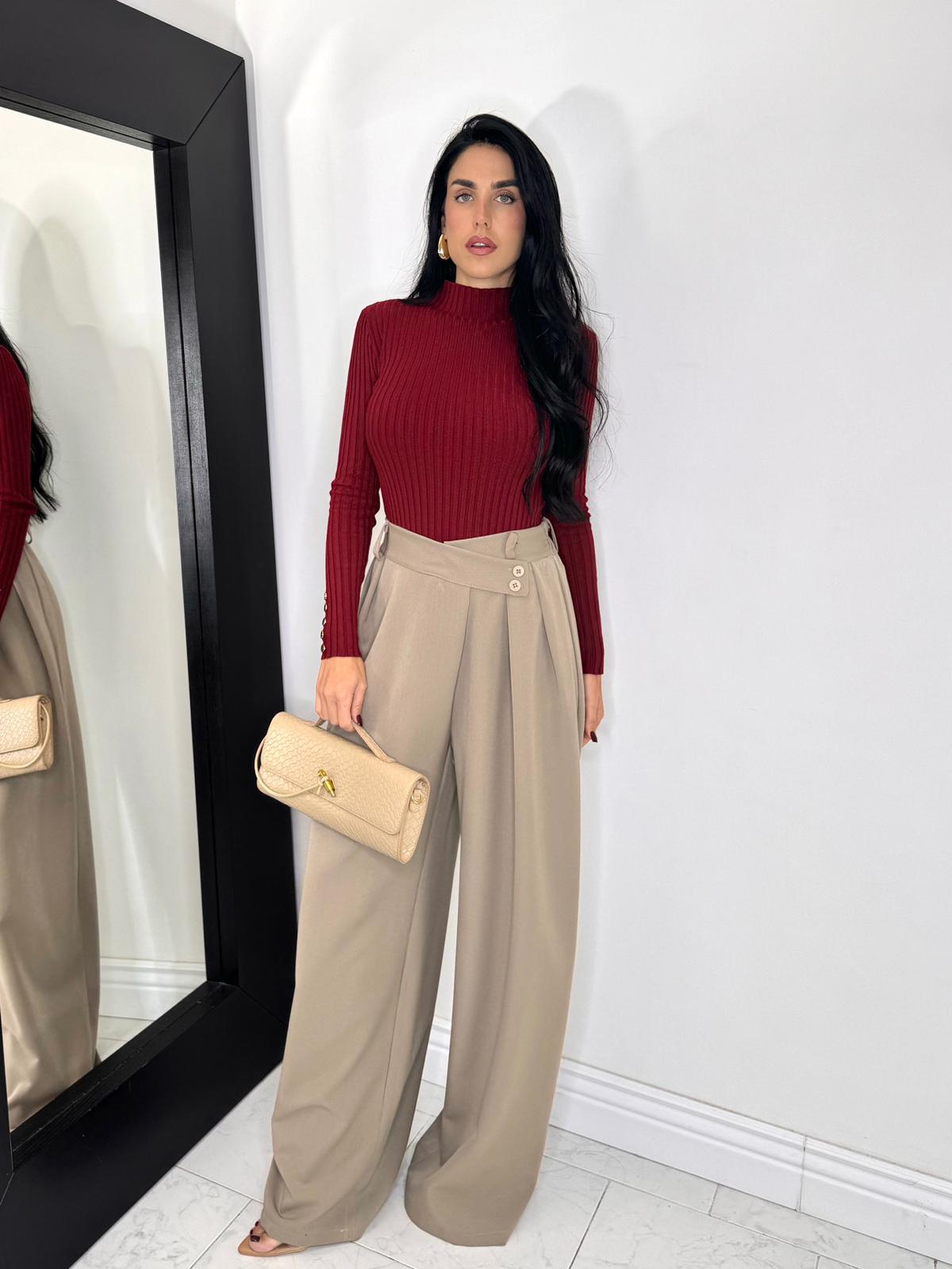 Pantalone asimmetrico beige