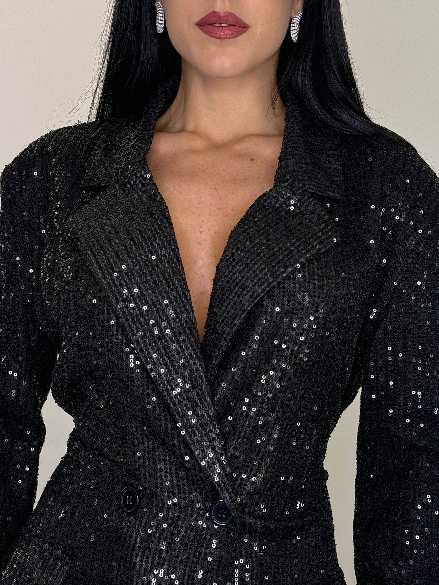 Blazer dress paillettes nero