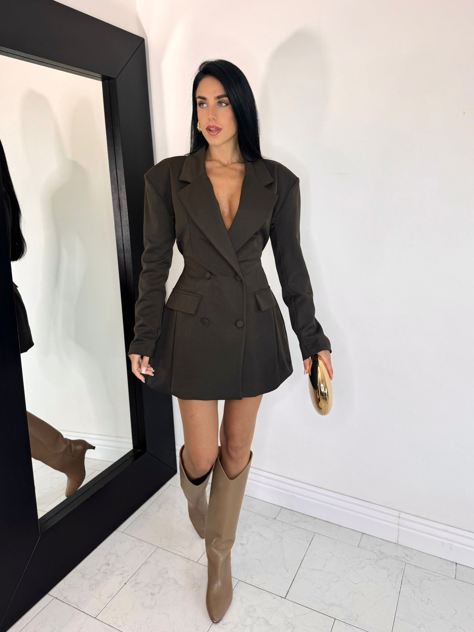Blazer dress essence marrone