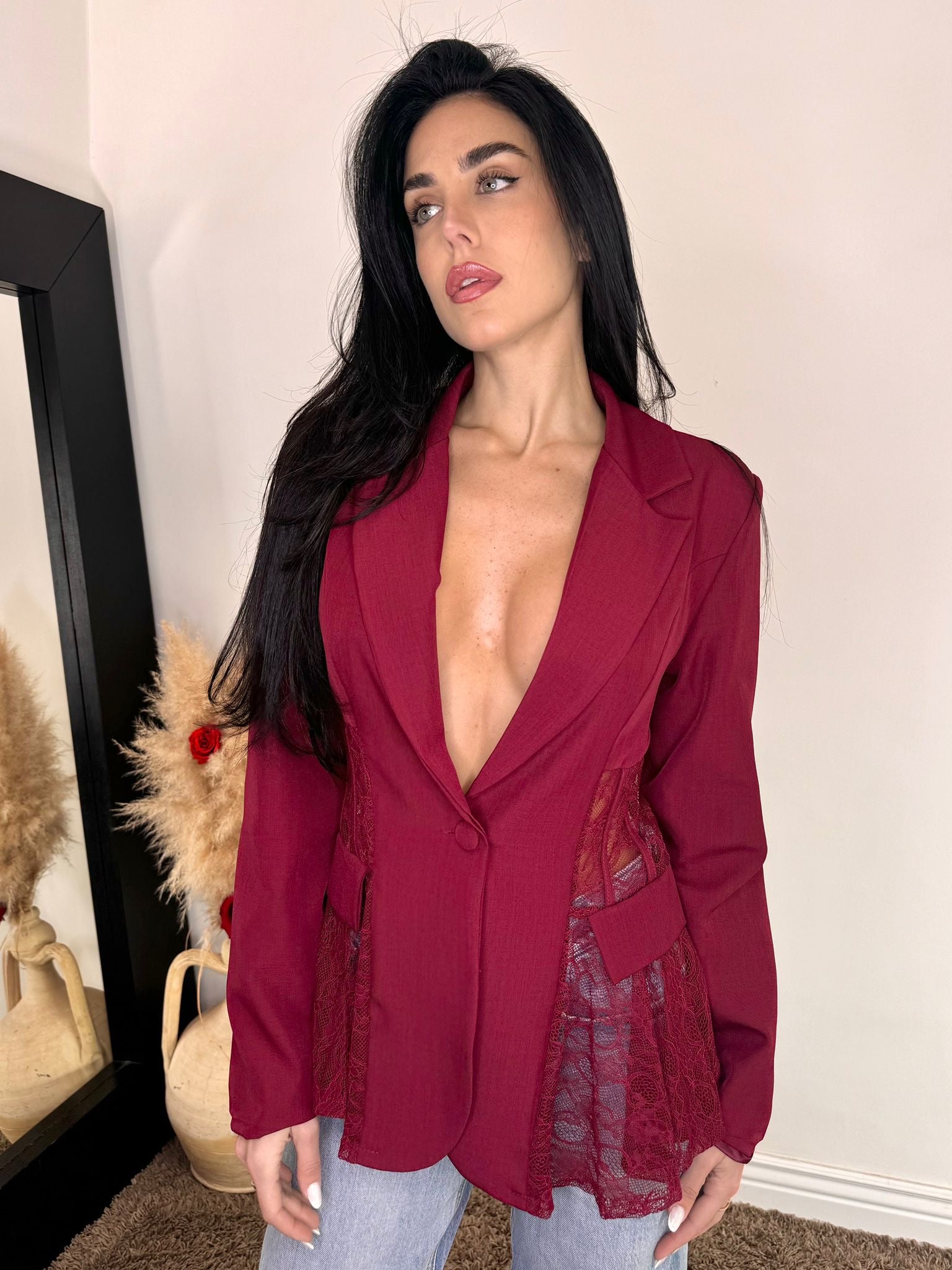 Blazer pizzo bordeaux