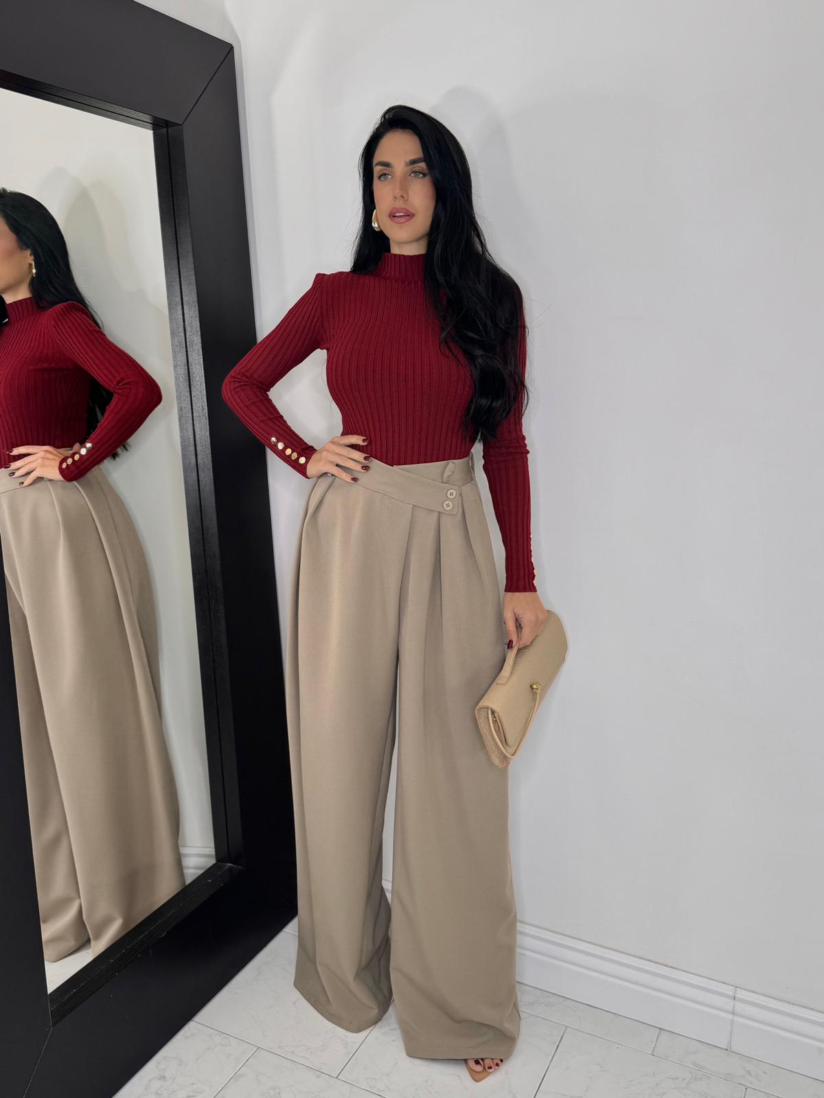 Pantalone asimmetrico beige