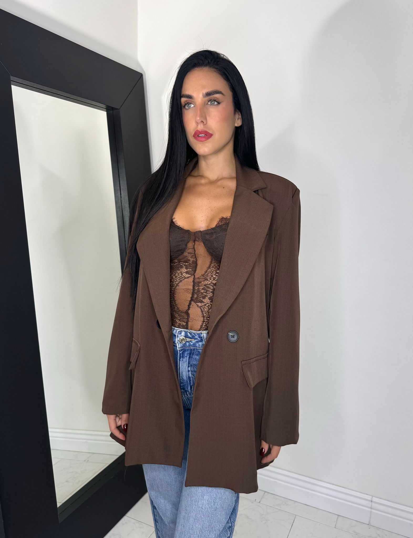 Blazer basic marrone