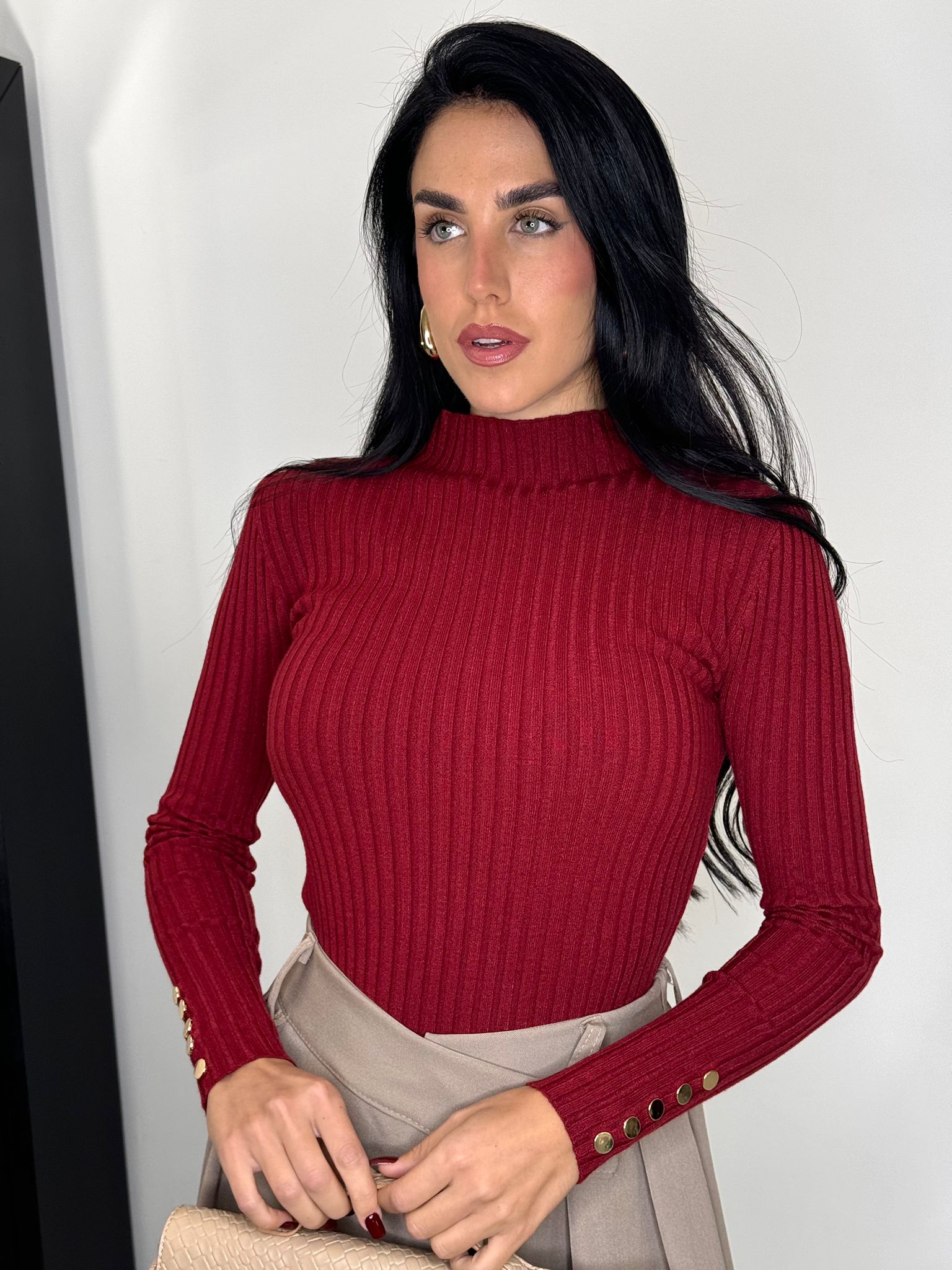 Maglia costine bordeaux