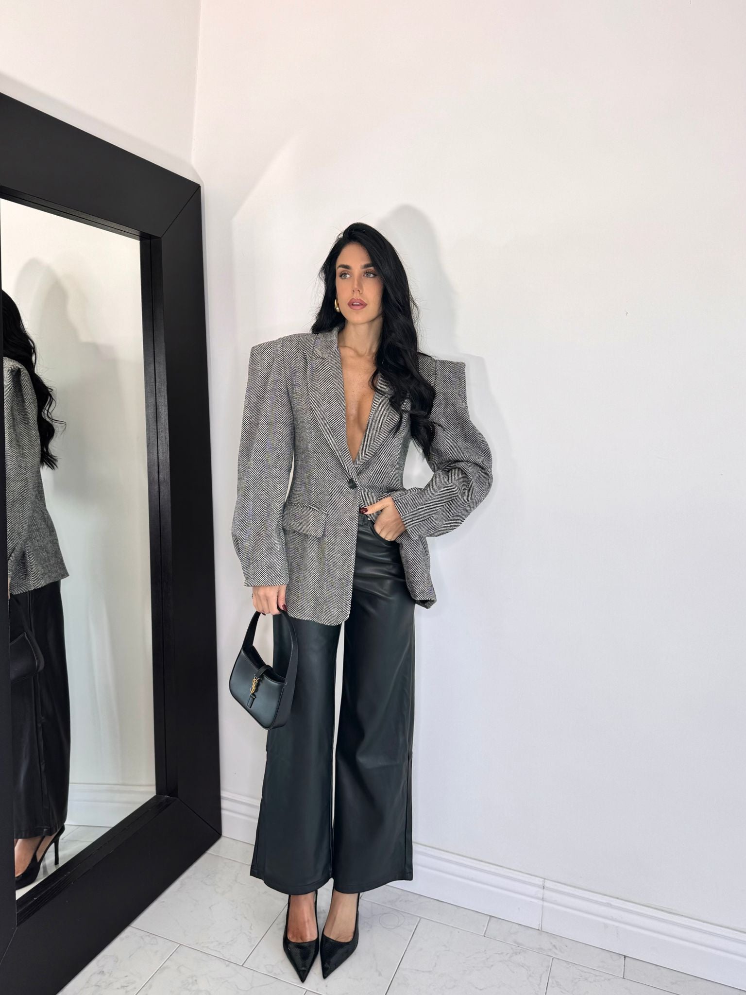 Pantalone ecopelle nero