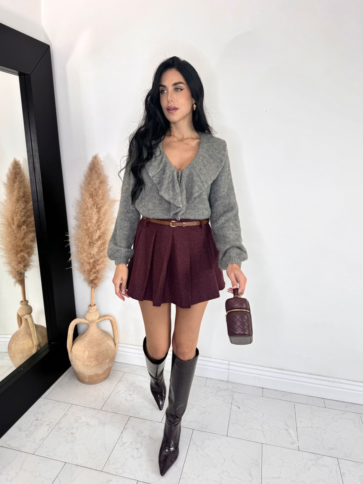 Gonna plissè bordeaux