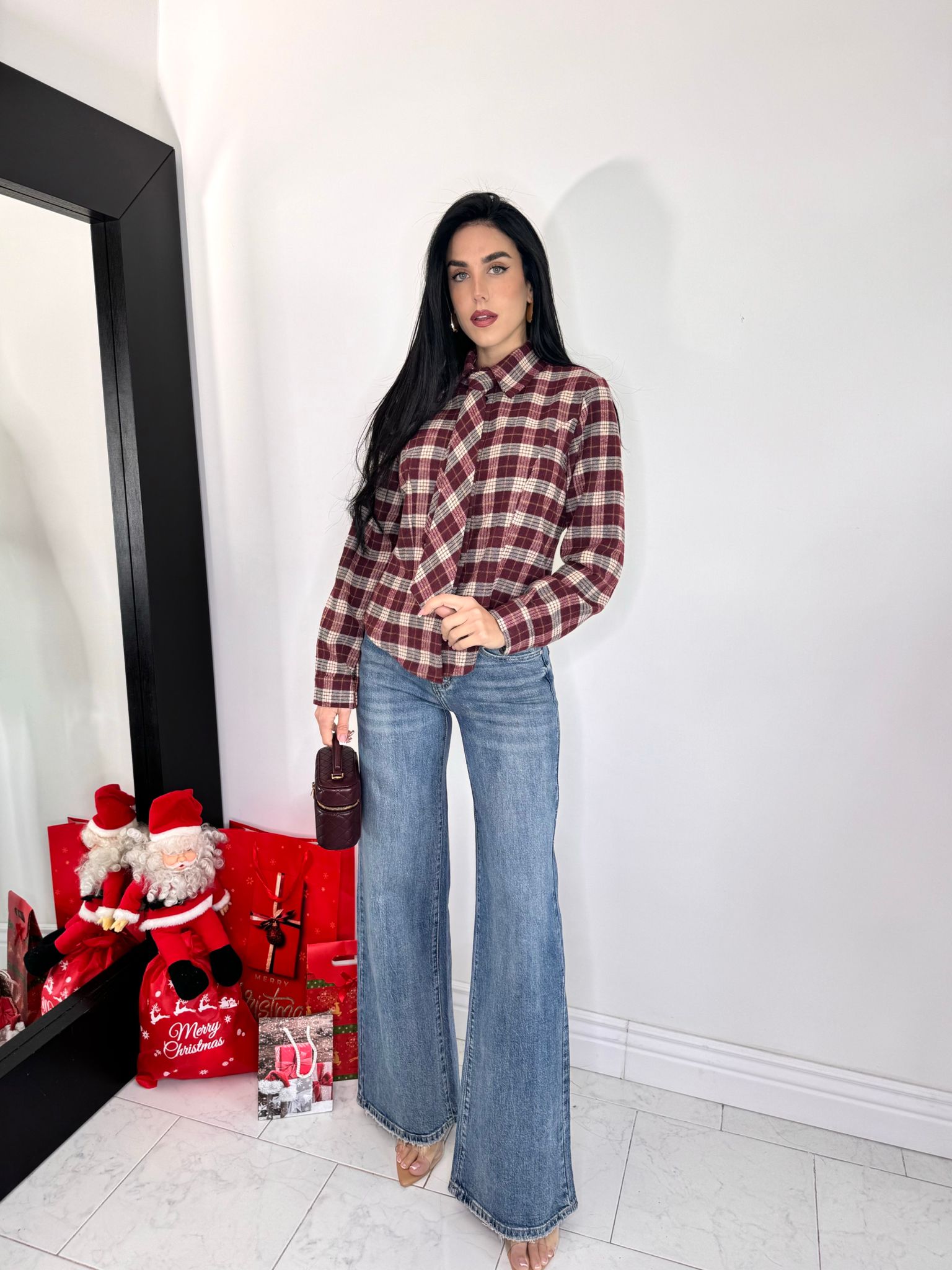 Camicia cravatta bordeaux