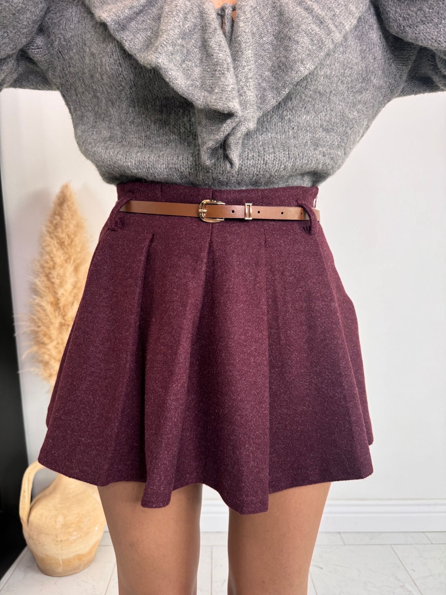 Gonna plissè bordeaux