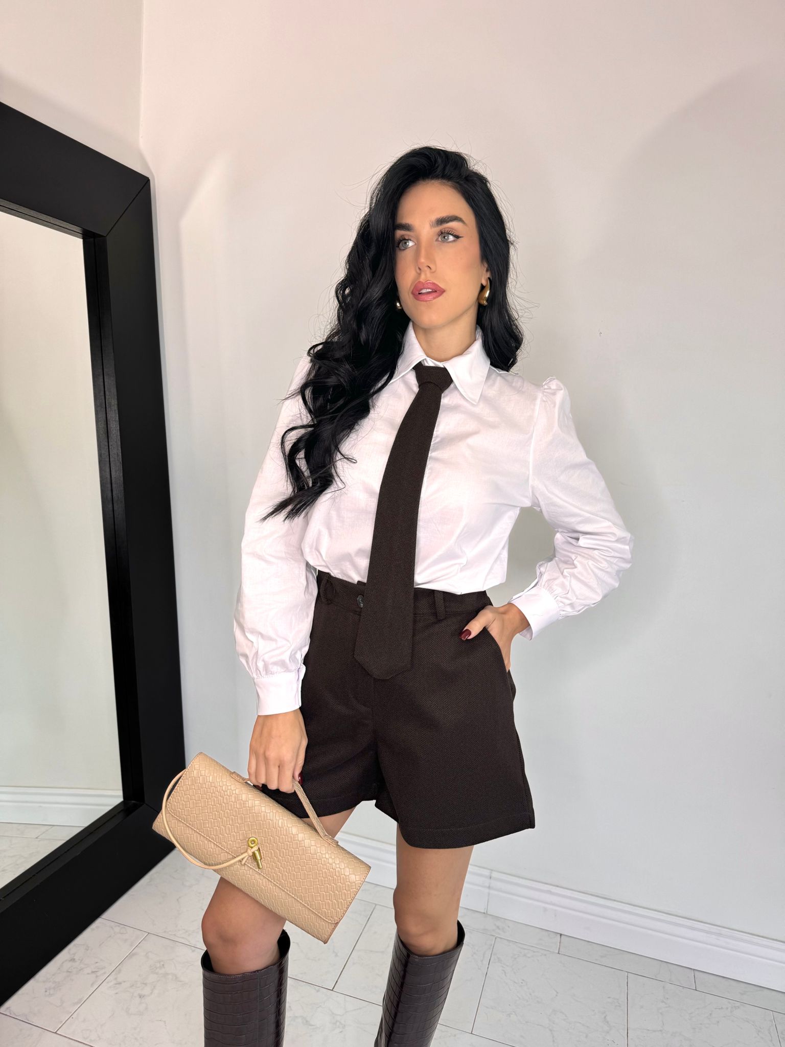 Cord set cravatta marrone