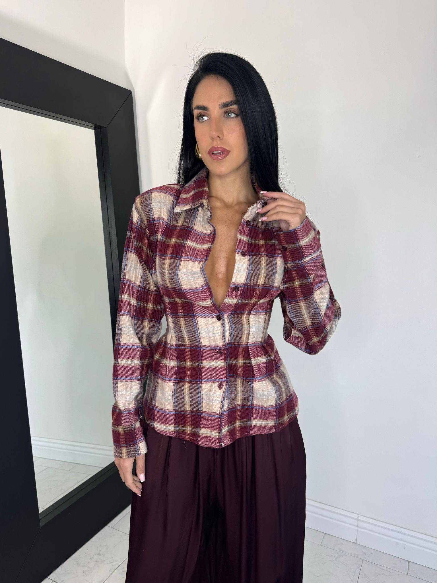 Camicia stacco vita bordeaux