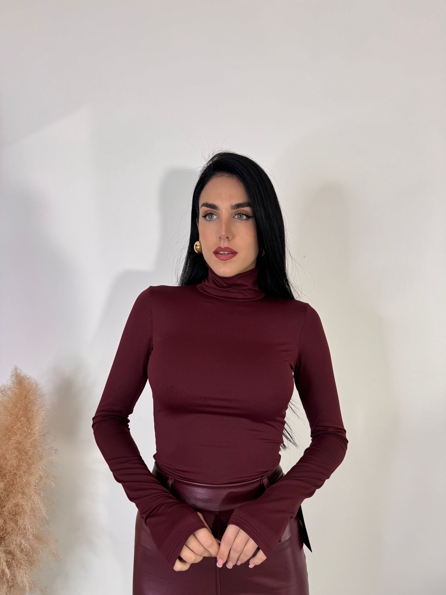 Maglia collo alto bordeaux