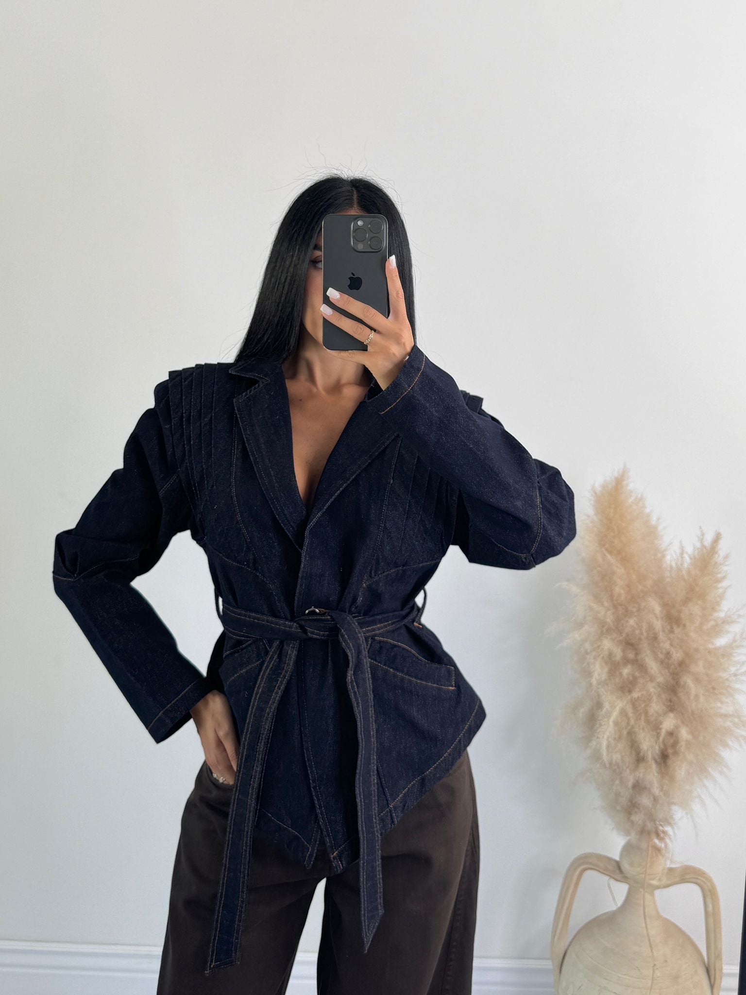 Giacca denim spalline