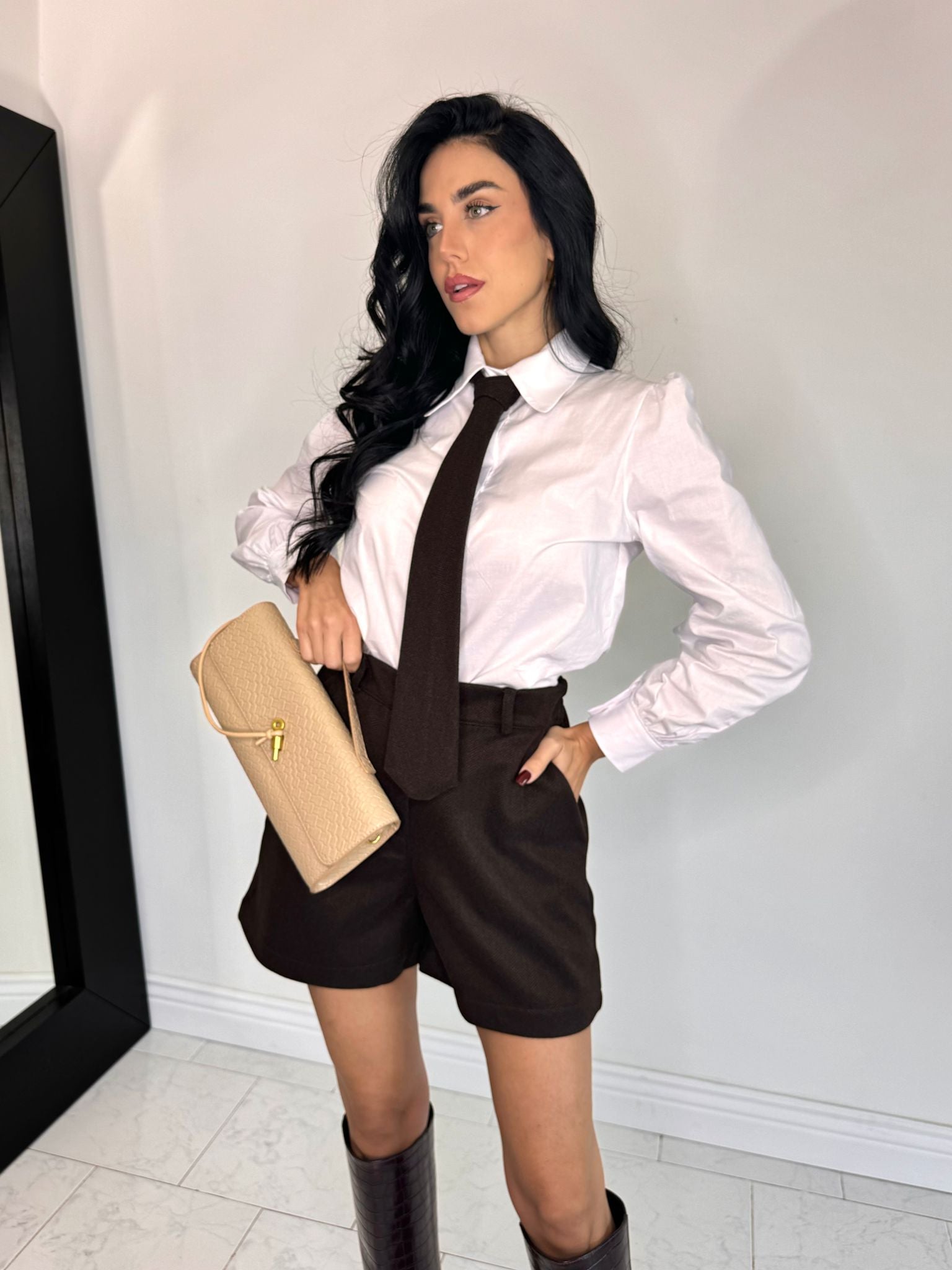 Cord set cravatta marrone