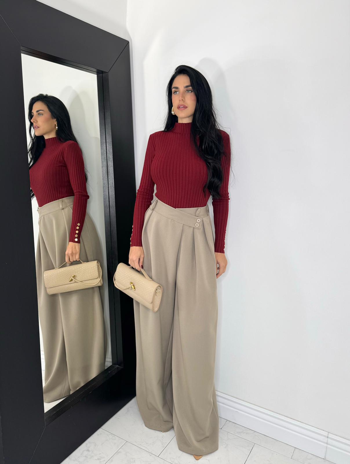 Pantalone asimmetrico beige