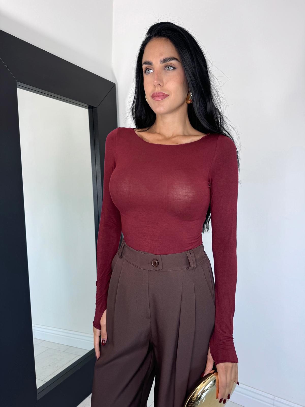 Body scollo rotondo bordeaux