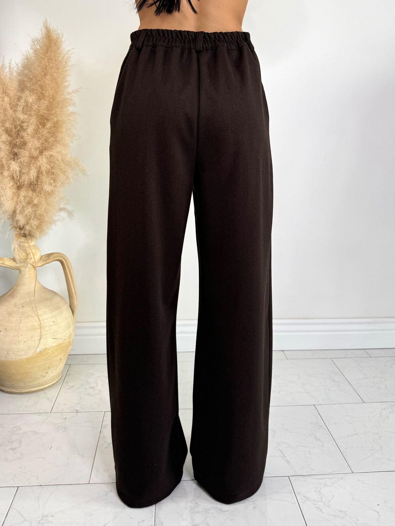 Pantalone lana rasata marrone
