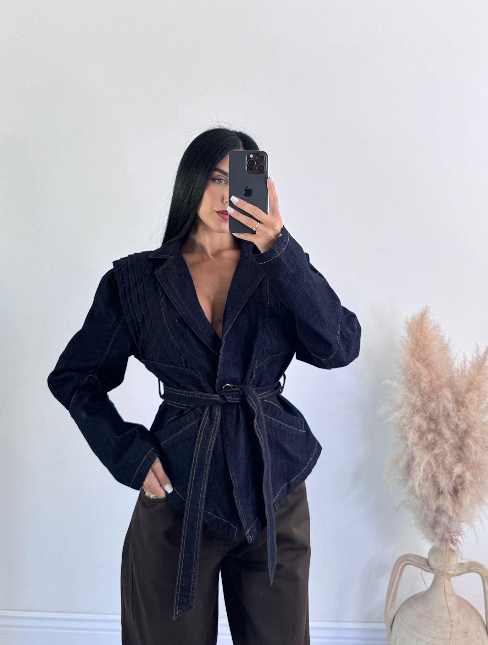 Giacca denim spalline