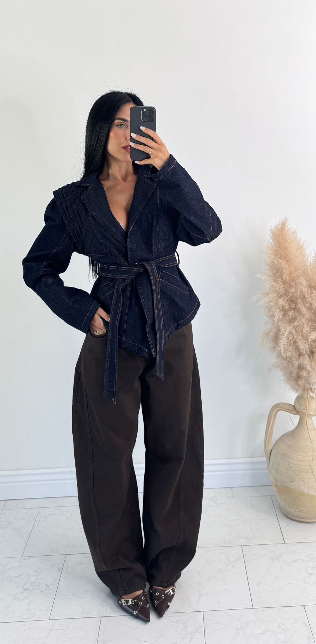 Giacca denim spalline