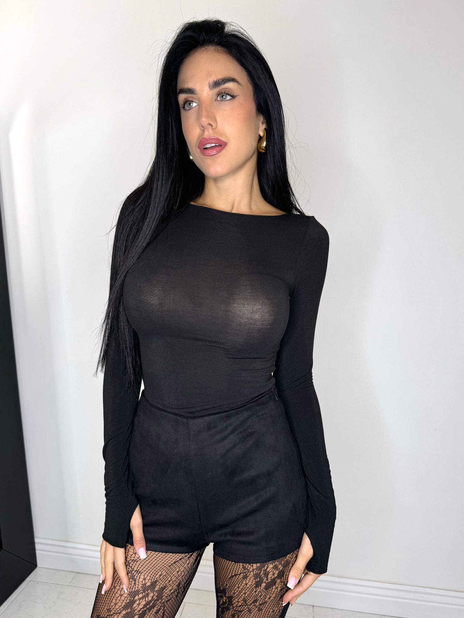 Body scollo rotondo nero