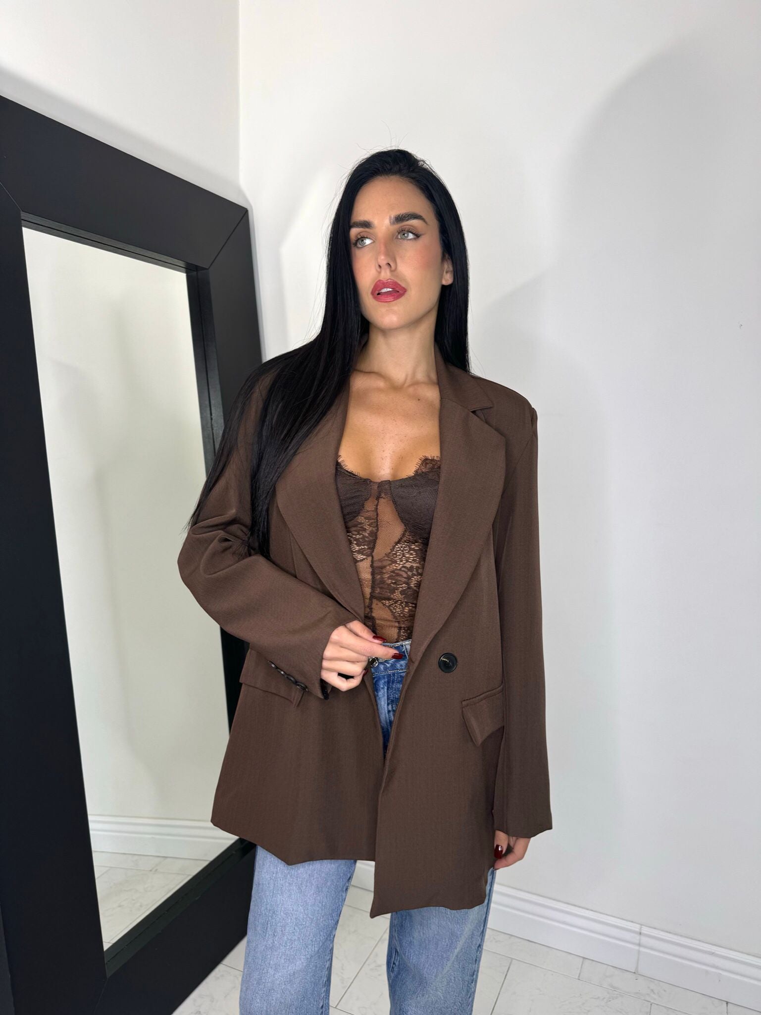 Blazer basic marrone