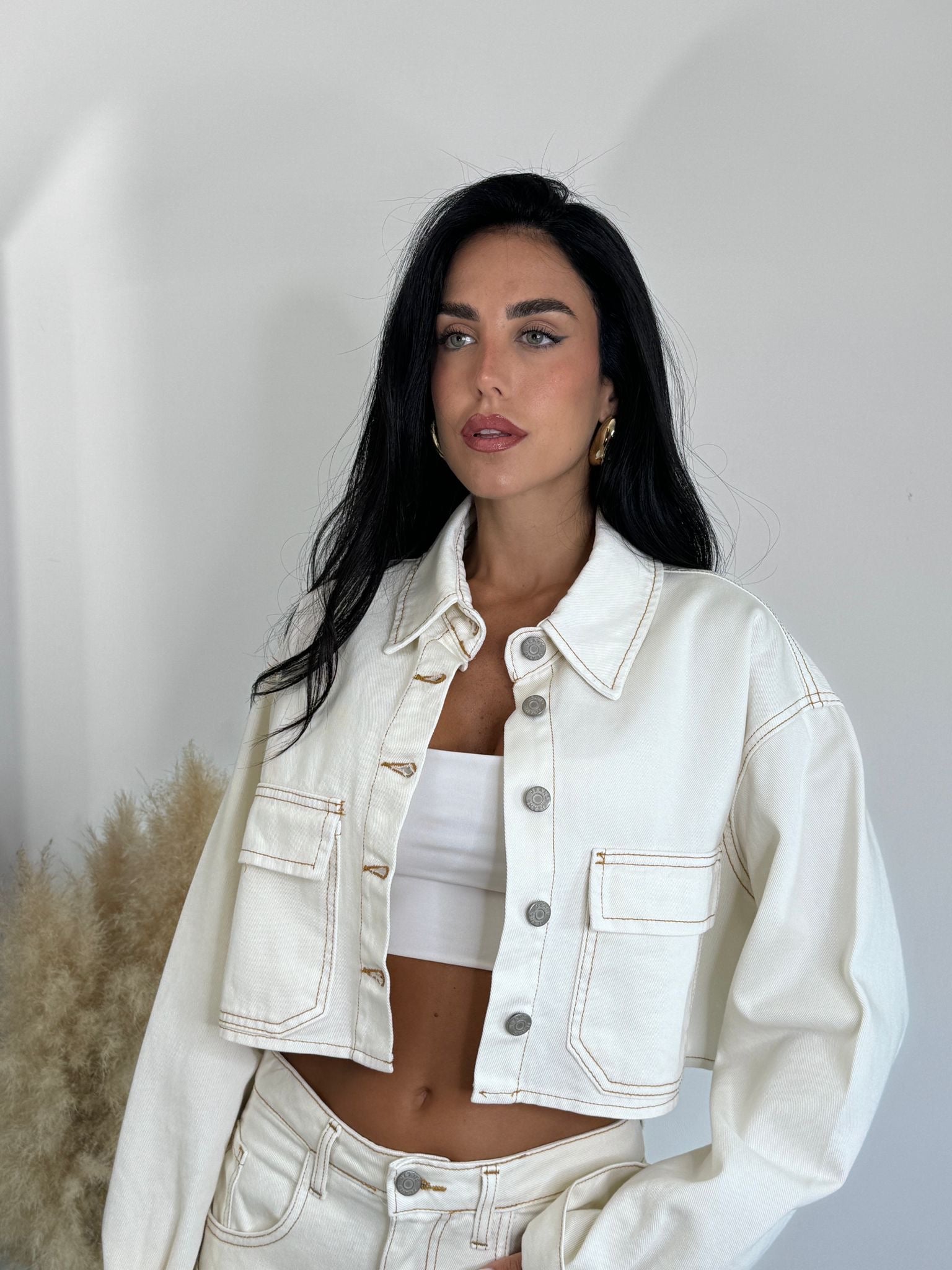 Giubbino crop denim