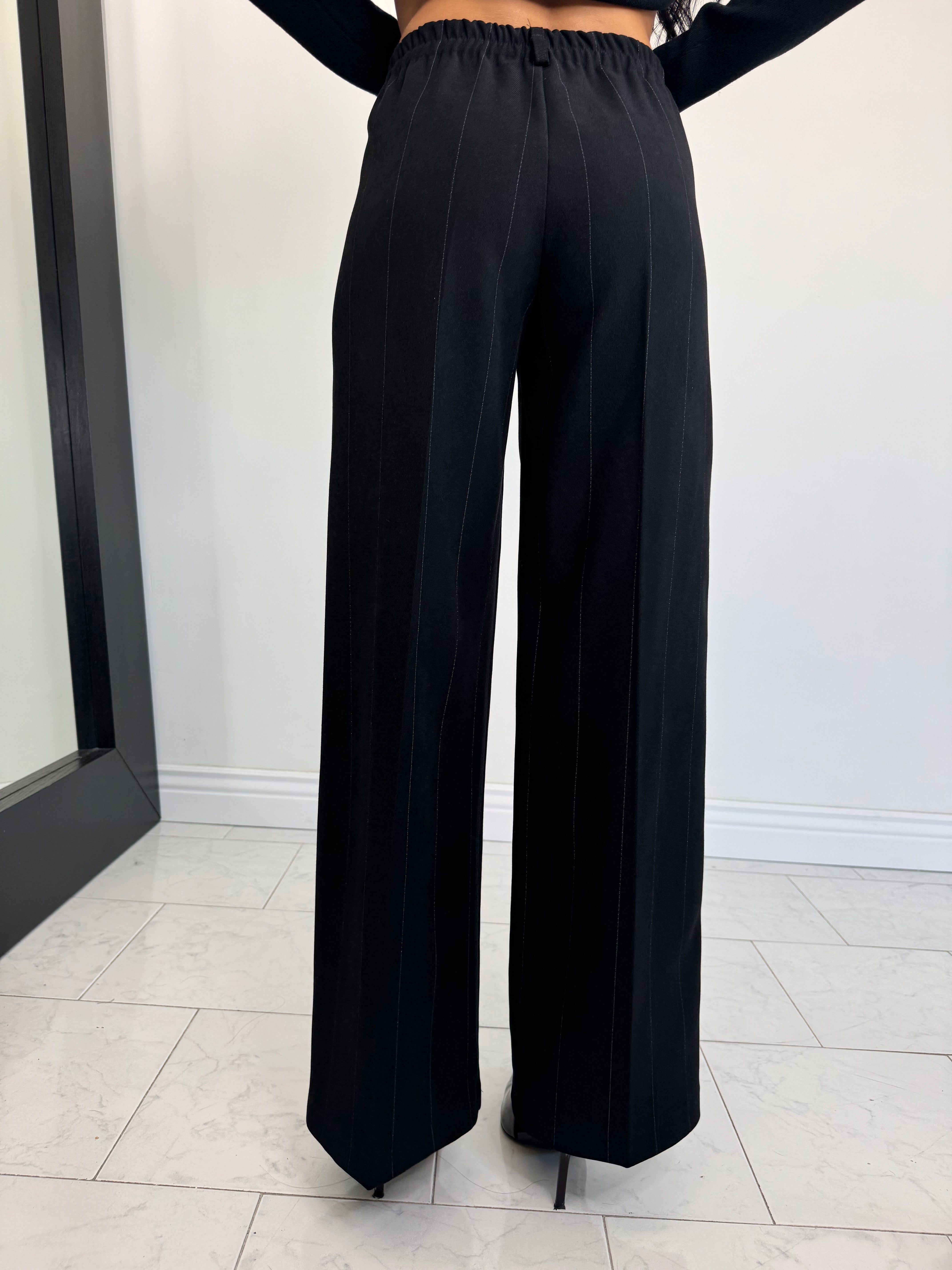 Pantalone winter gessato nero