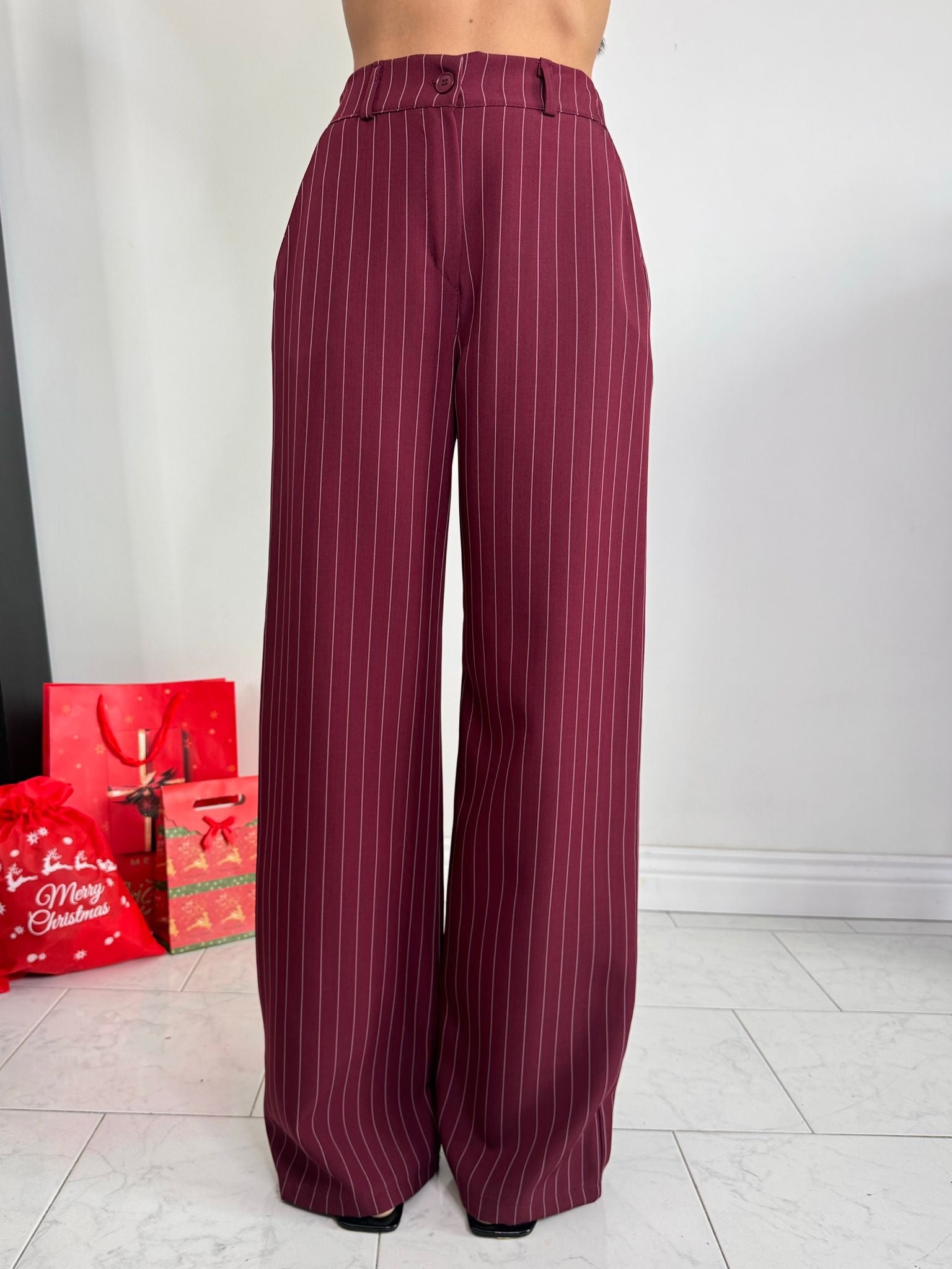 Tailleur gessato top quality bordeaux