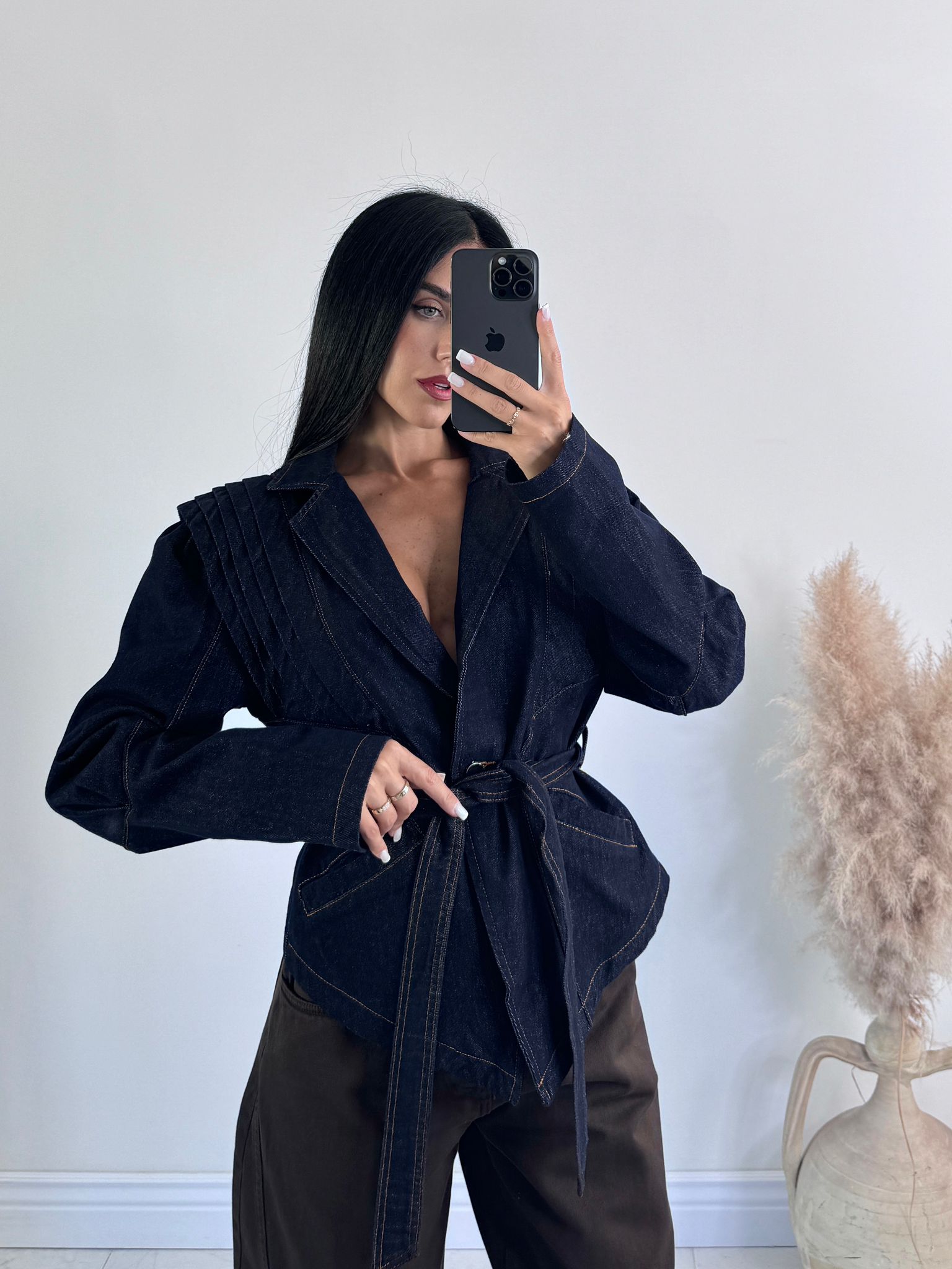 Giacca denim spalline