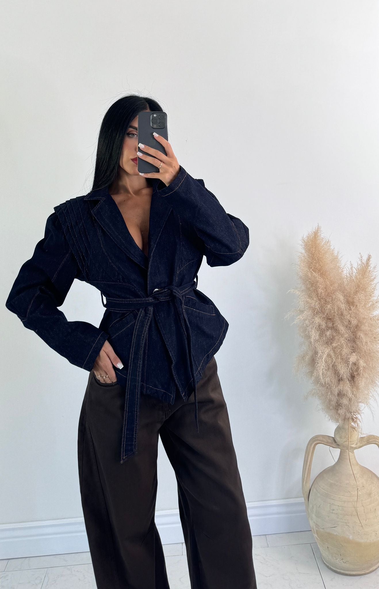 Giacca denim spalline