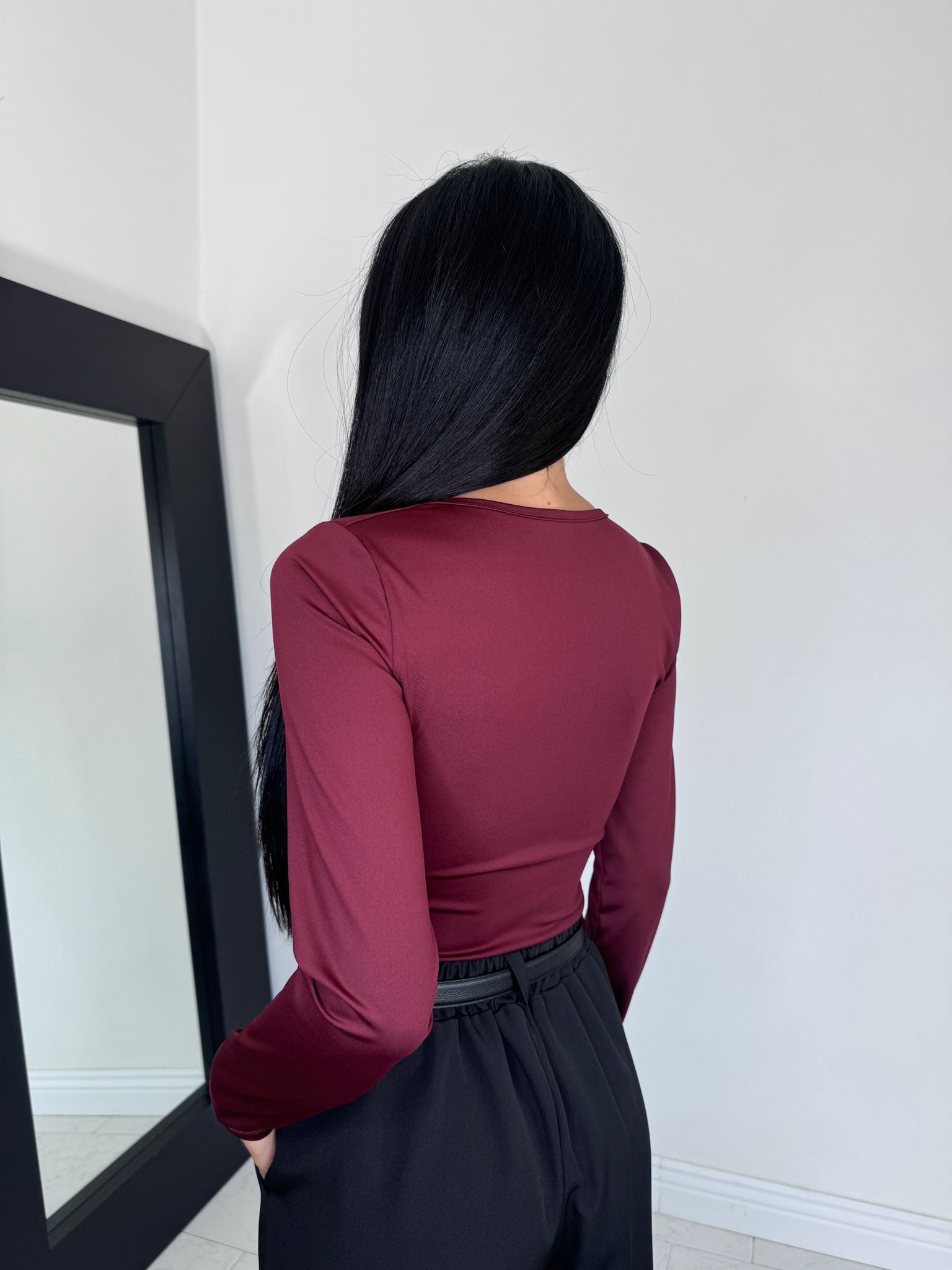 Body scollo quadrato bordeaux