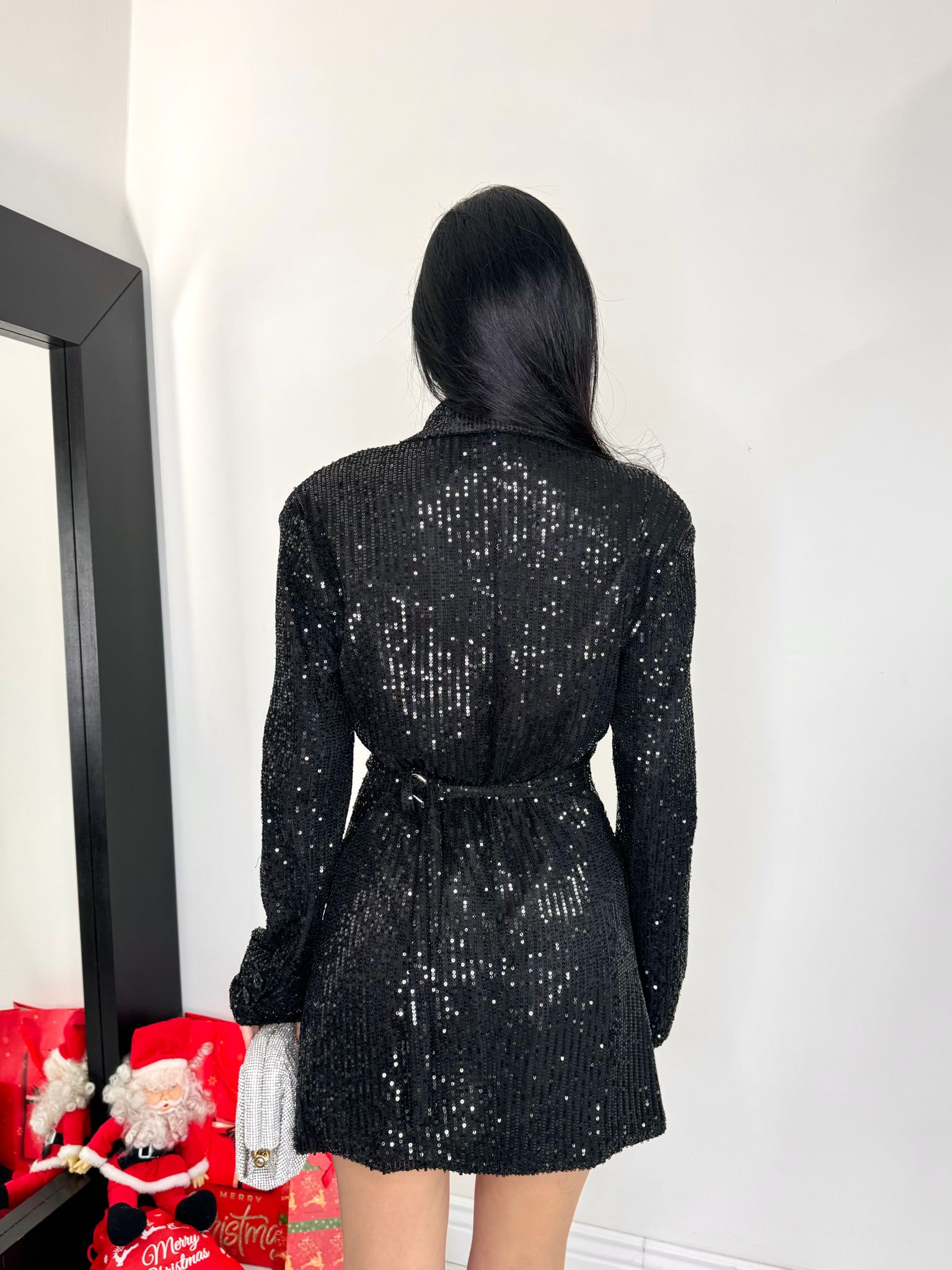 Blazer dress paillettes nero